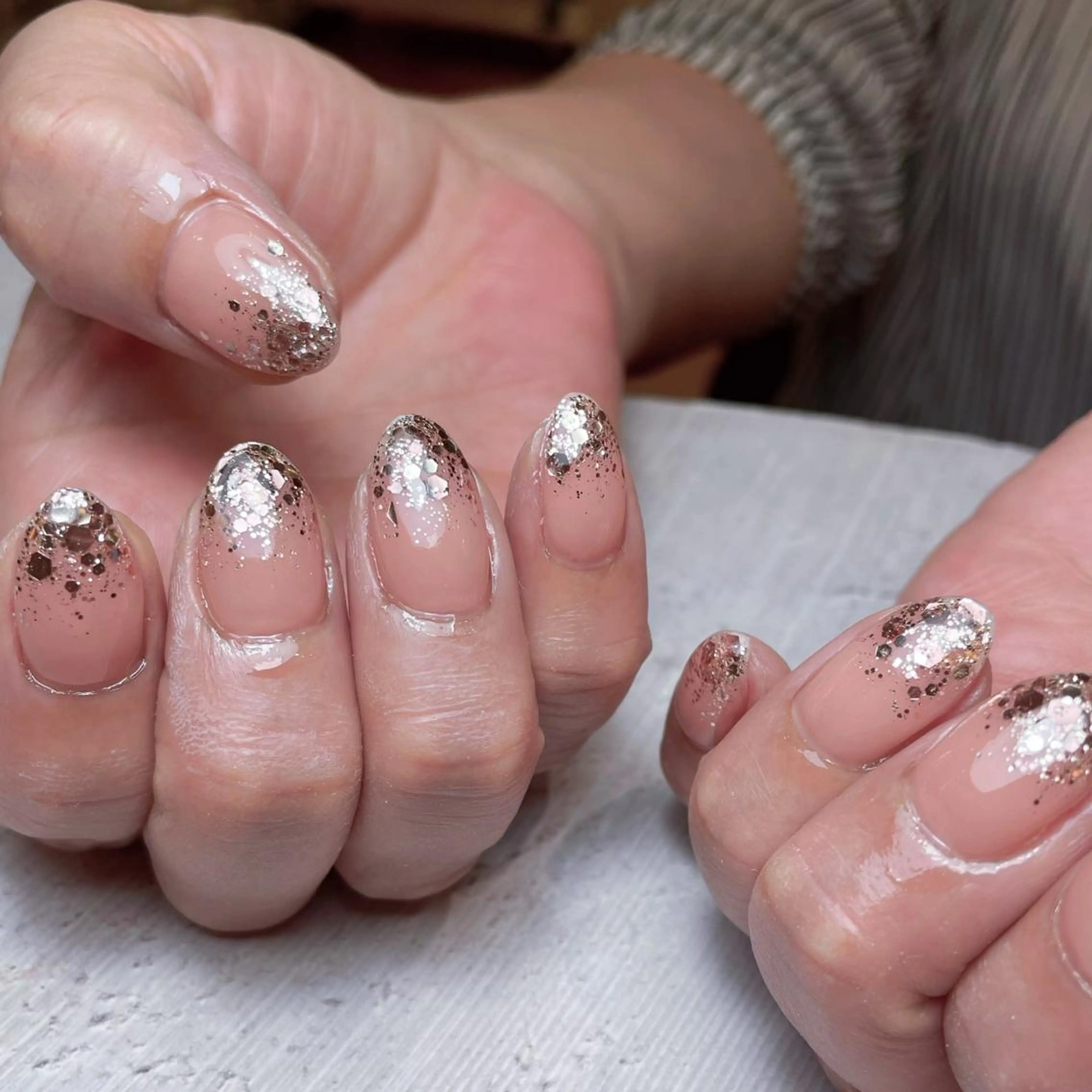 ネイル グラデーション ラメ(グリッター) ラメグラデーション ハンドネイル nail&eyelash mate所属・京都/東向日/桂 ayumiのネイルデザイン