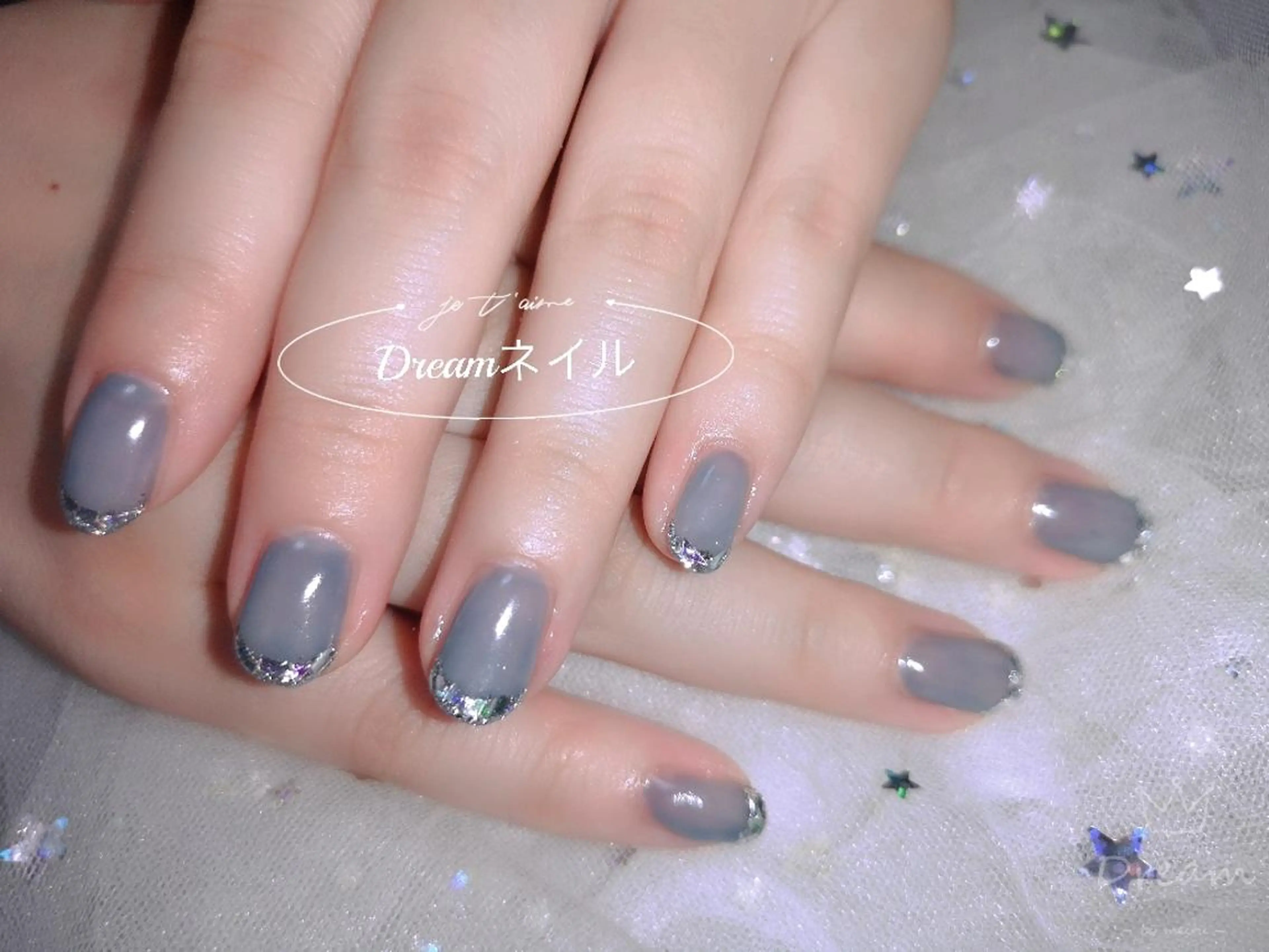 ミディアム ネイル フレンチネイル ガラスフレンチ ネイリストゆか💅 長さだし、深爪矯正のネイルデザイン