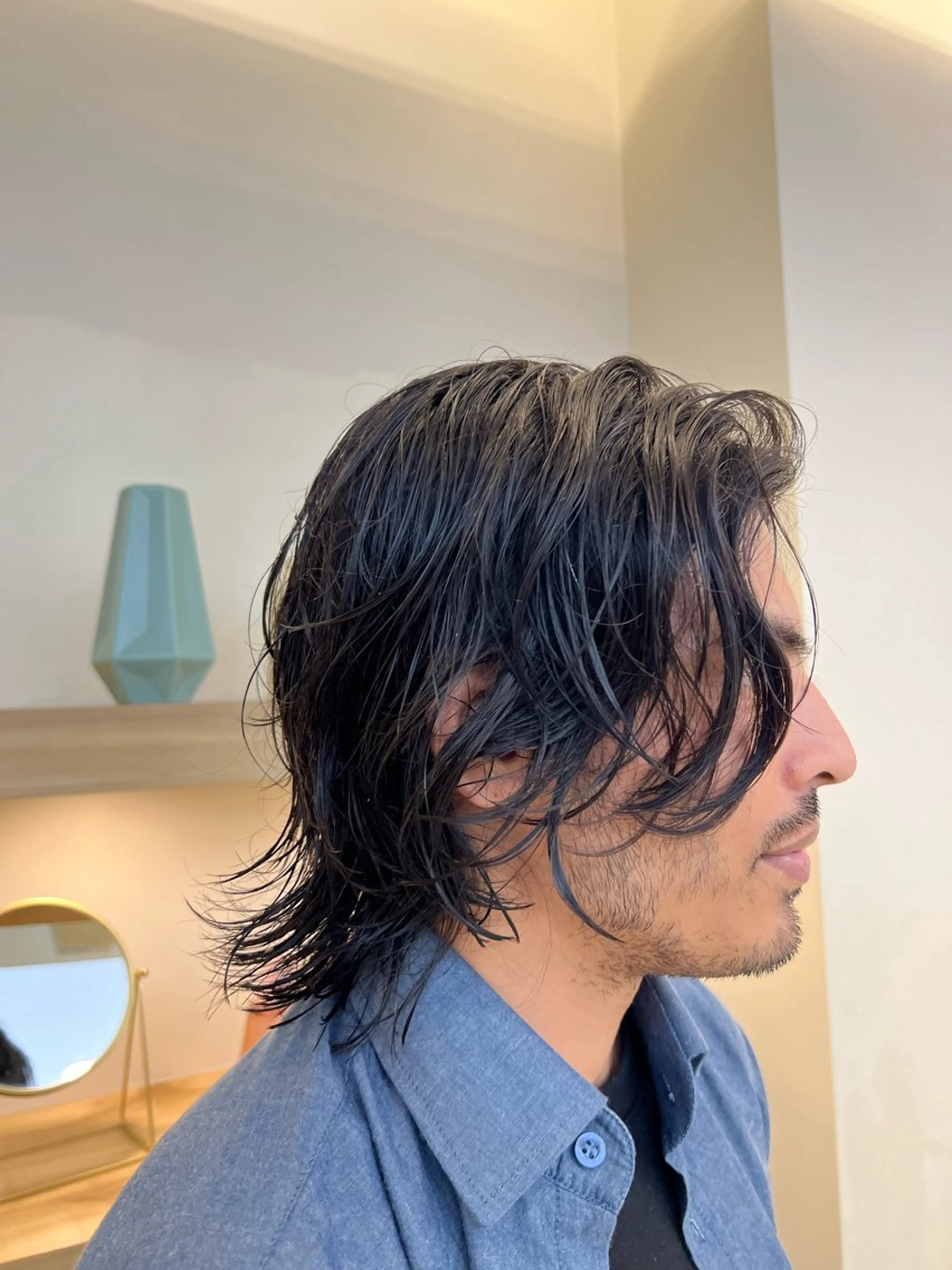 ミディアム パーマ メンズ カット パーマ メンズパーマ 岩成健志郎のヘアスタイル