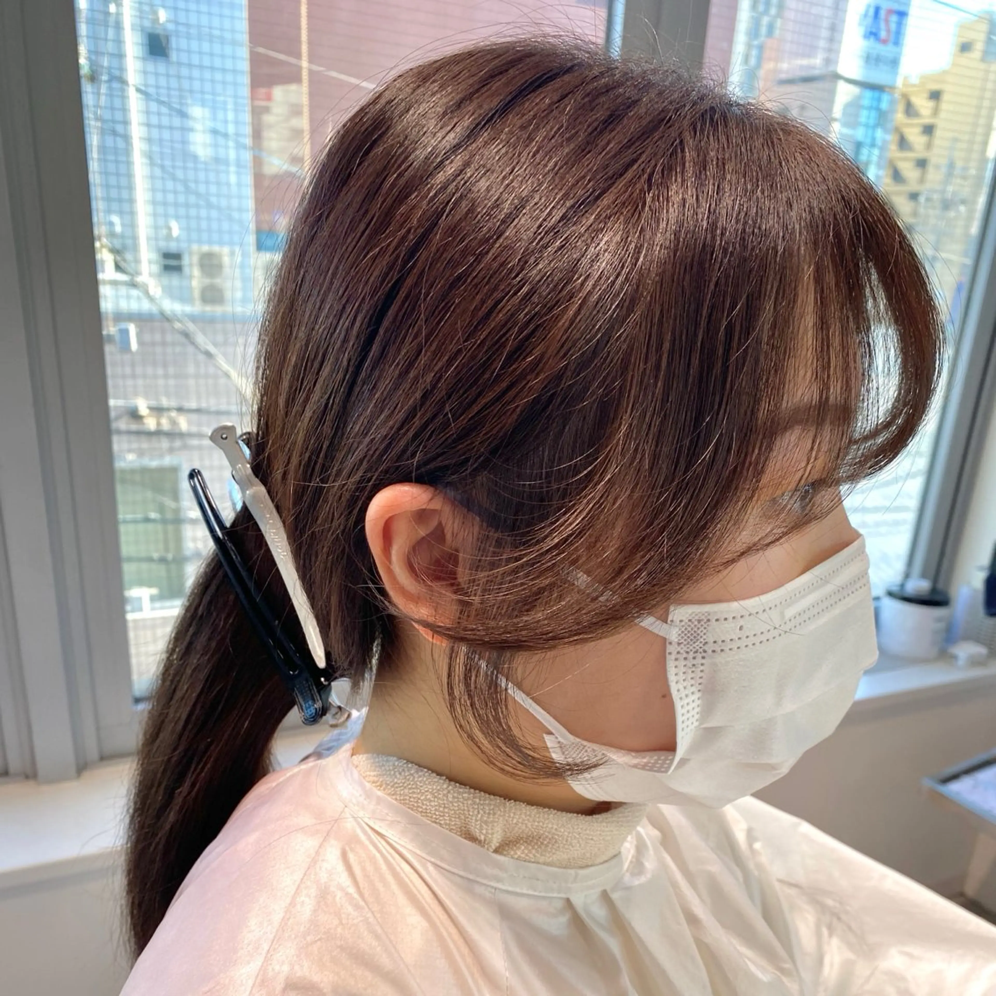 セミロング 顔まわりレイヤー 顔周りカット 韓国風ヘア レイヤーカット おくれ毛 カット 森 隆秀/韓国ヘアのヘアスタイル