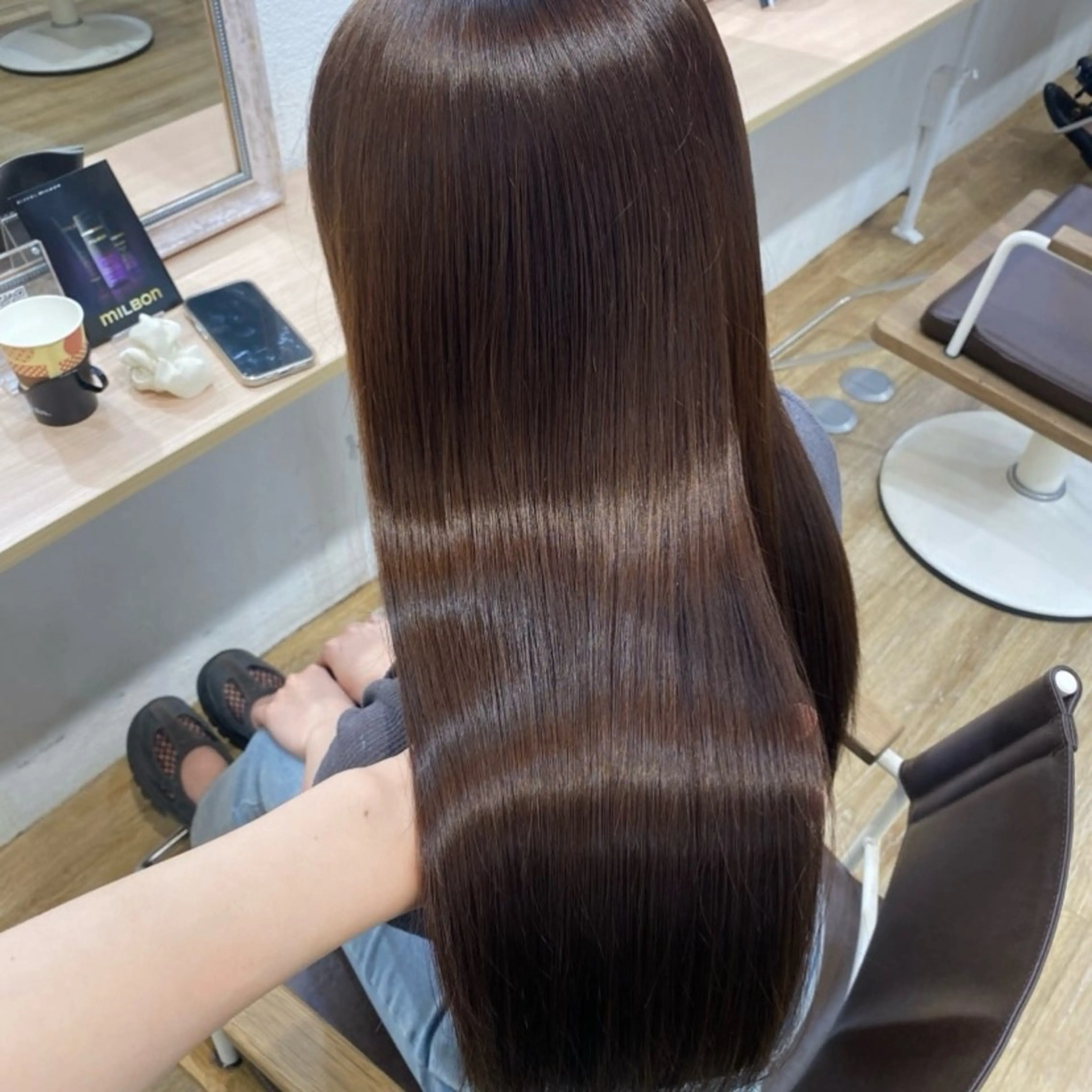 ロング カラー アッシュ ベージュカラー 黒髪 ブルーカラー ブルーブラック カット ヘアカラー トリートメント 透明感/韓国風 🤍moeka🤍のヘアスタイル