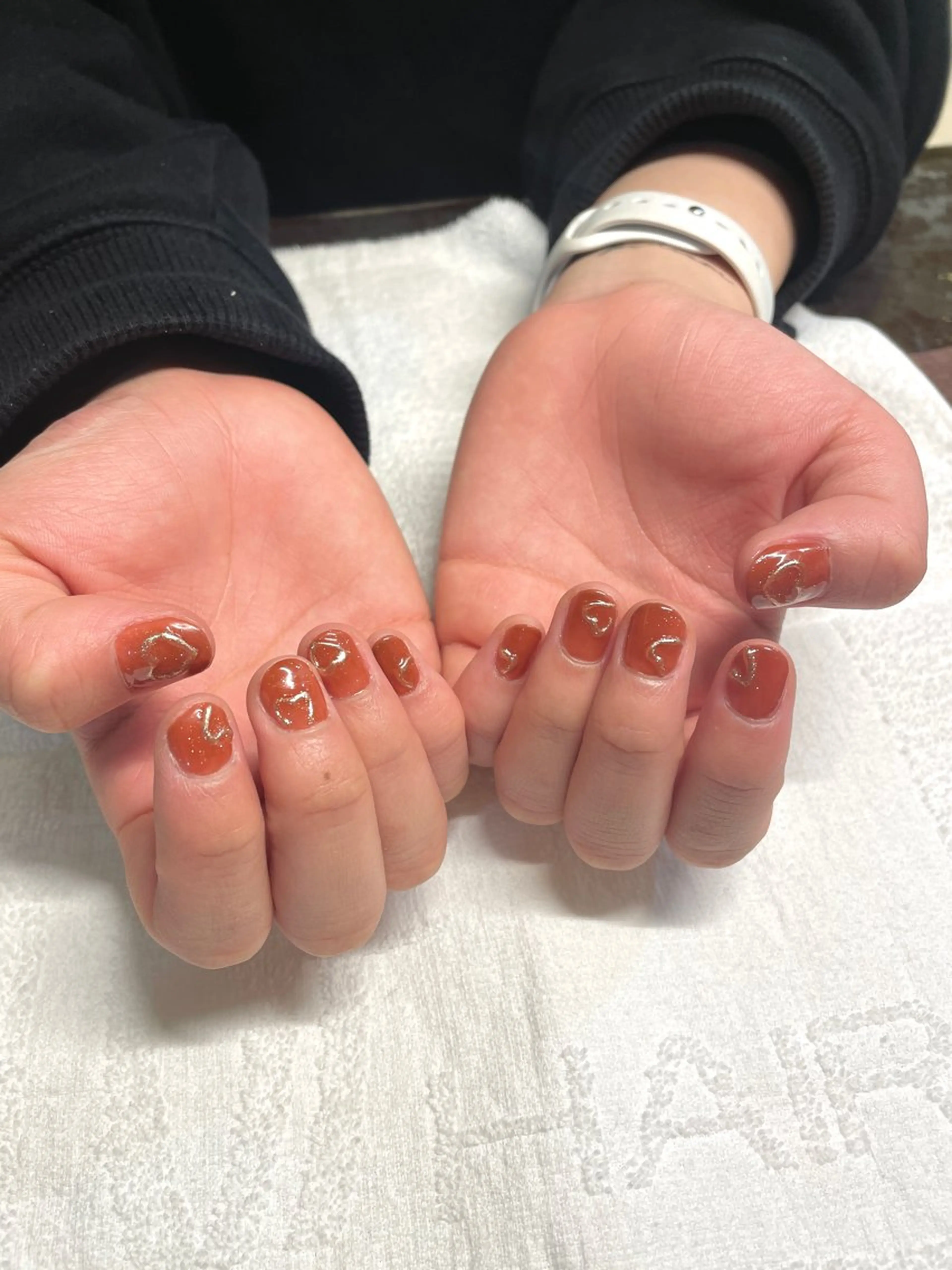 ネイル ハート ミラーネイル ハンドネイル Of  hair宮崎台店所属・菊池 菜月のヘアスタイル