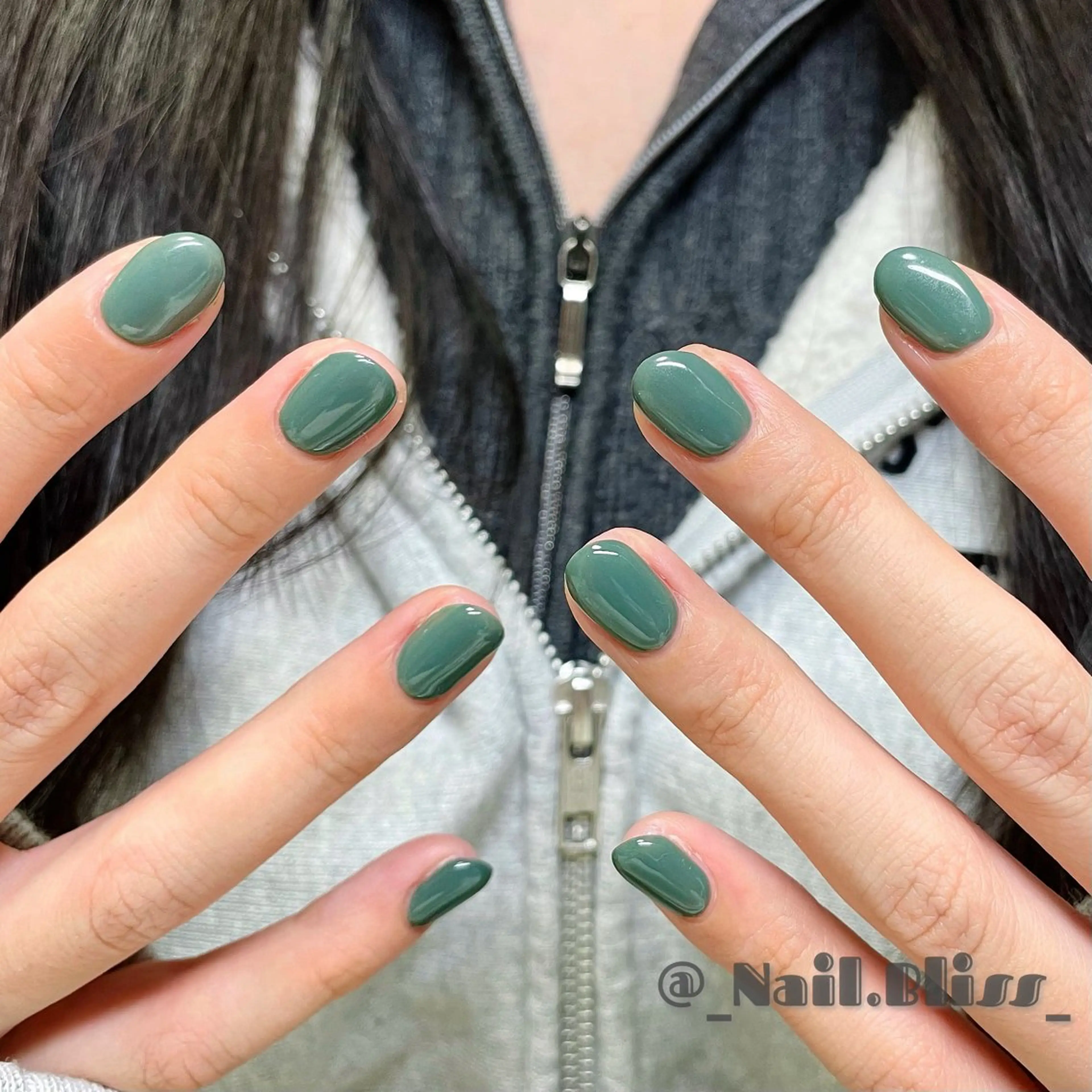 ネイル グリーン ハンドネイル NAIL BLISSのネイルデザイン