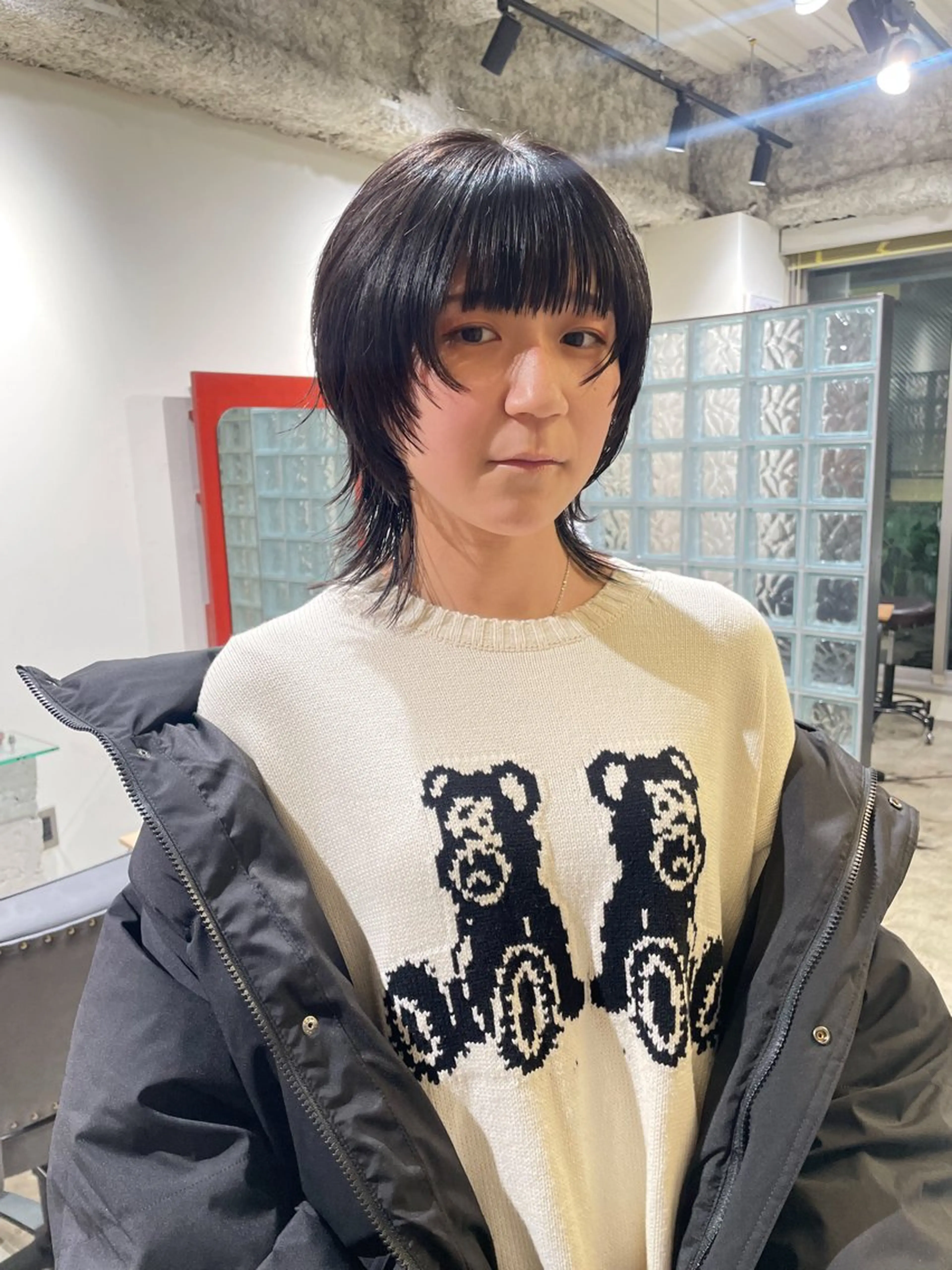 ミディアム ウルフカット カット さと ちはるのヘアスタイル