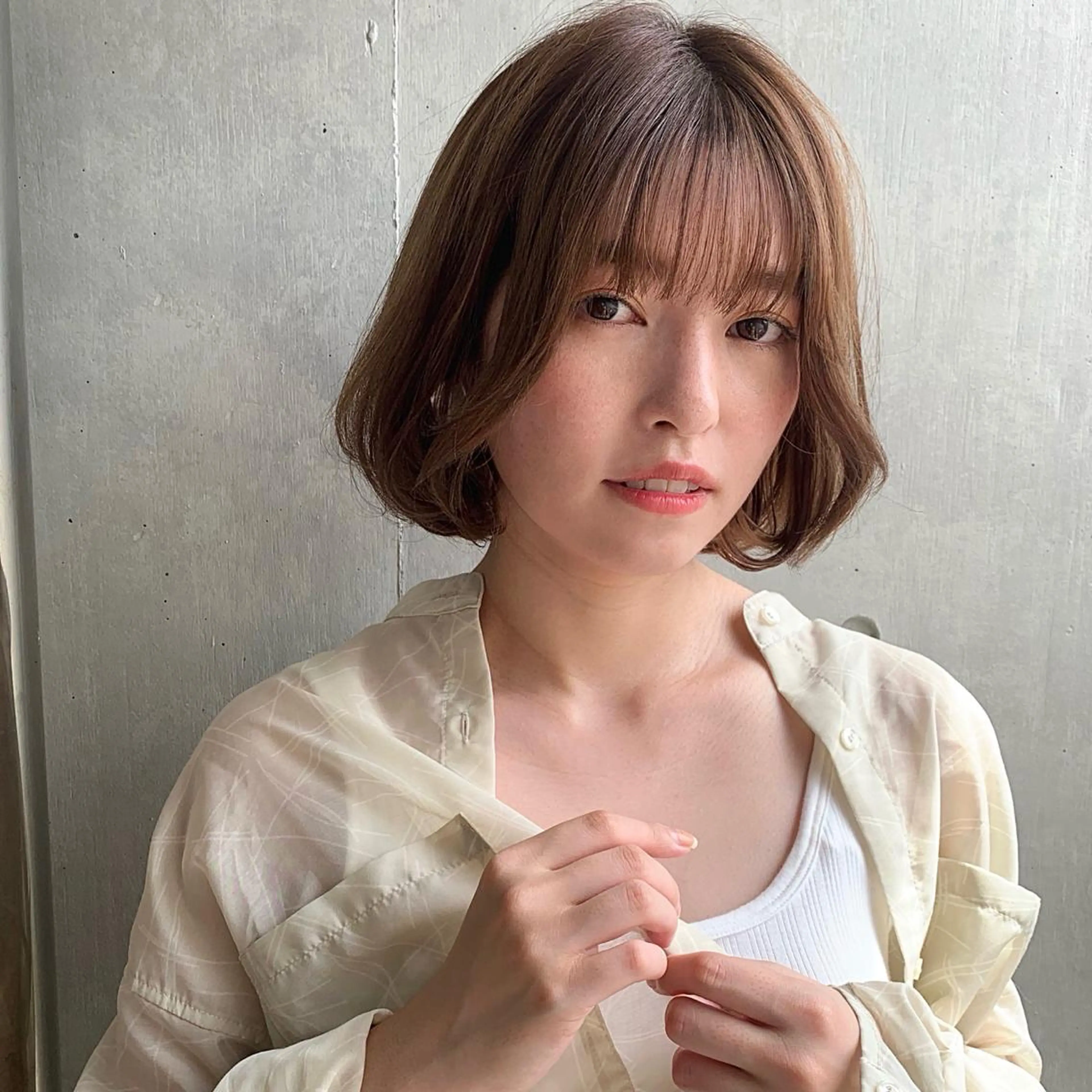 ミディアム カラー タンバルモリ 韓国風ヘア シースルーバング カット Sana / 韓国ヘア / カラーのヘアスタイル