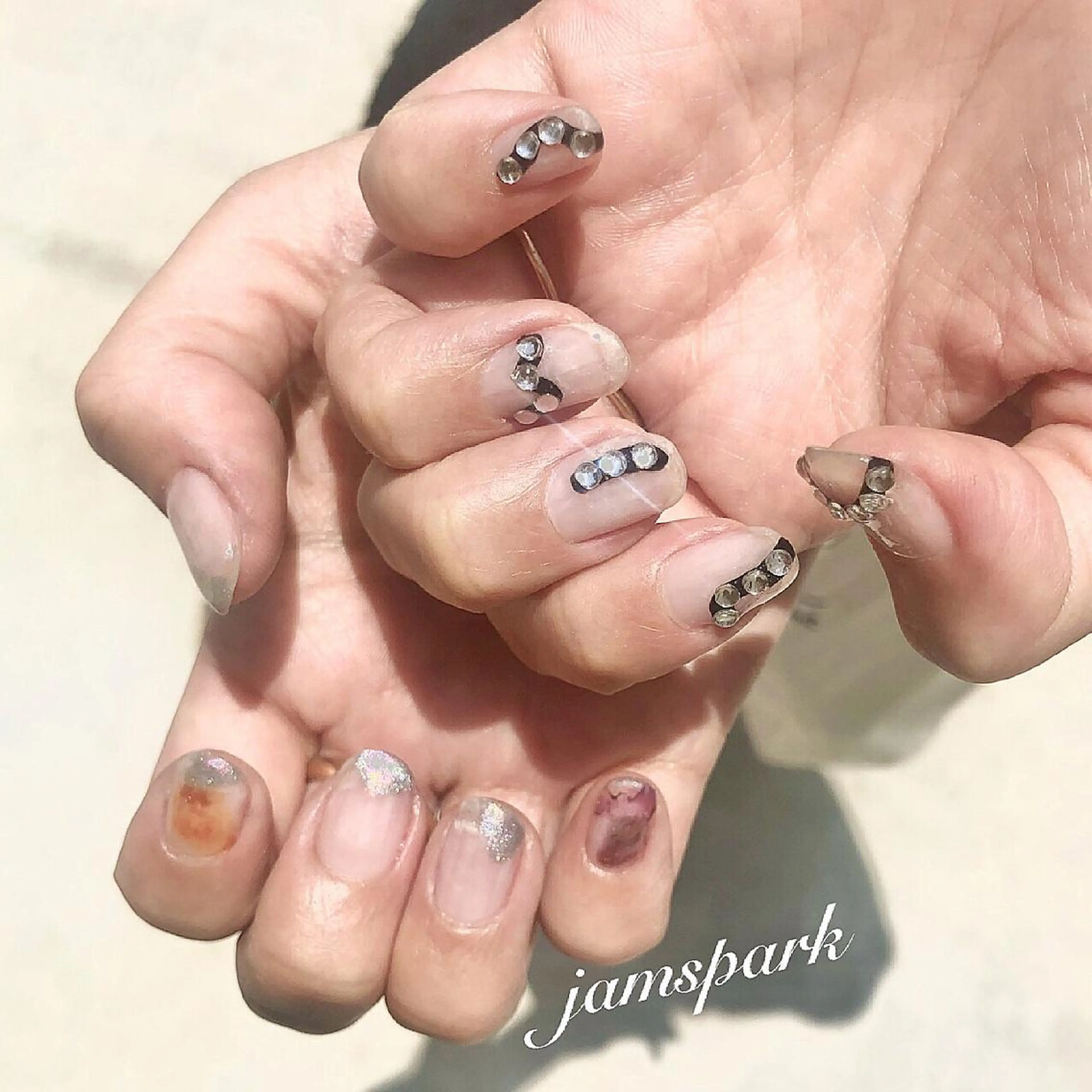 ネイル アートネイル クリアネイル ハロウィン キラキラネイル マグネットネイル ハンドネイル jamspark ✨のネイルデザイン