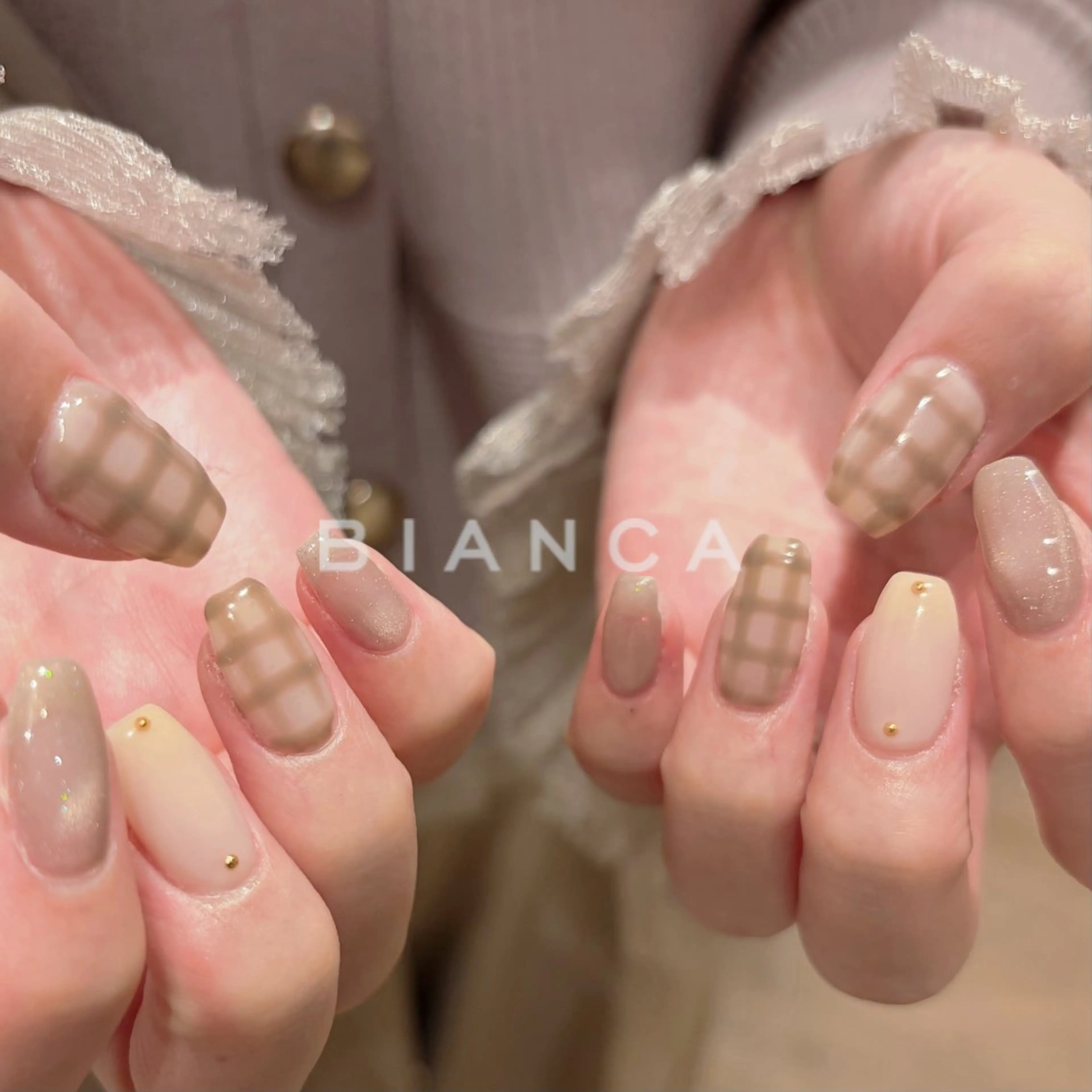 ネイル マグネットネイル 持ち込み オフィスネイル シンプルネイル 春ネイル ハンドネイル Bianca名駅店 あゆのネイルデザイン