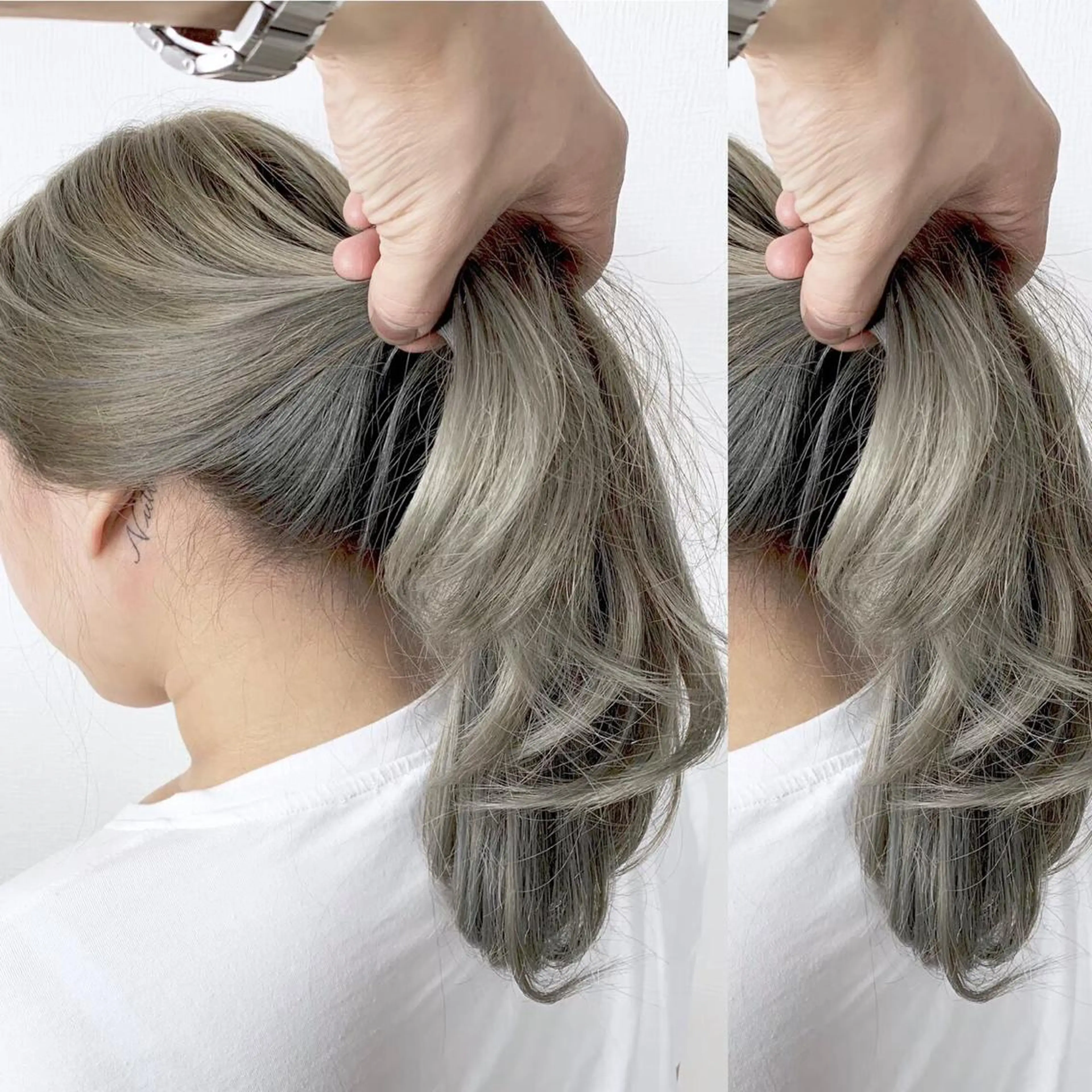 ミディアム カラー JuNブリーチに 縮毛矯正するプロのヘアスタイル