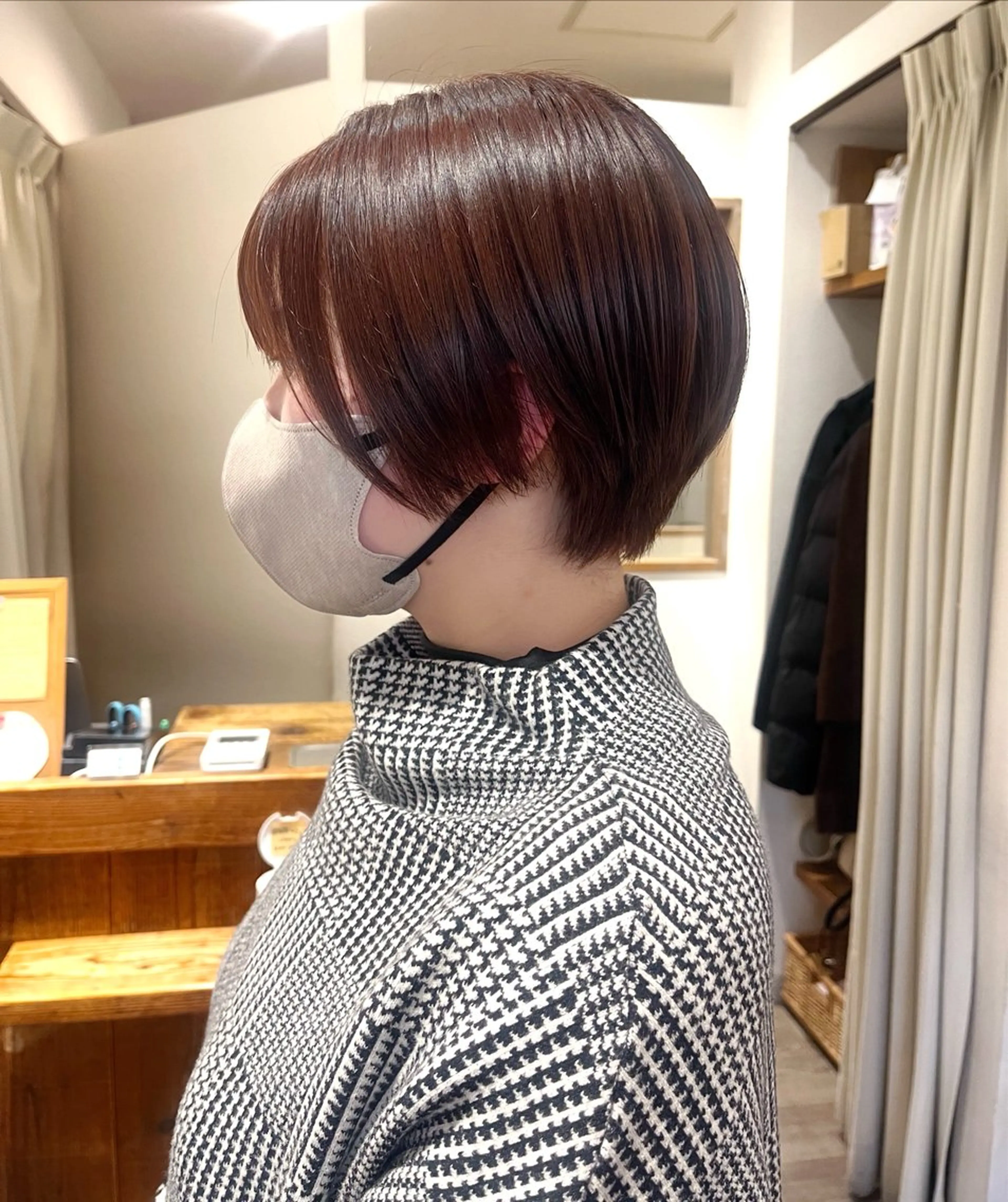 ショート カラー ブラウンカラー オレンジ オレンジブラウン カット ヘアカラー トリートメント ヘッドスパ 上品な暖色/丸みボブ Chie🪷のヘアスタイル