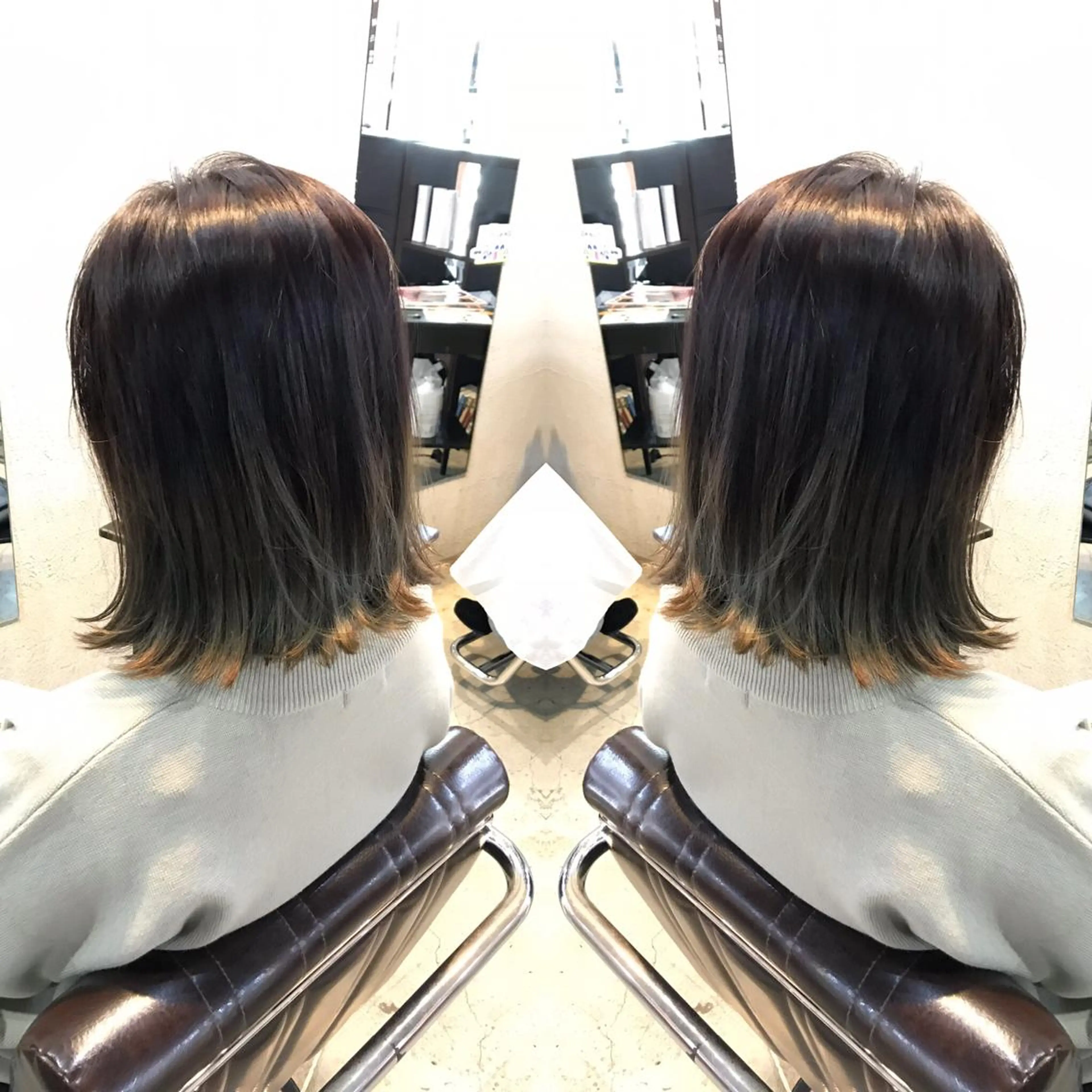 カラー アッシュ ベージュカラー 正分 真美のヘアスタイル