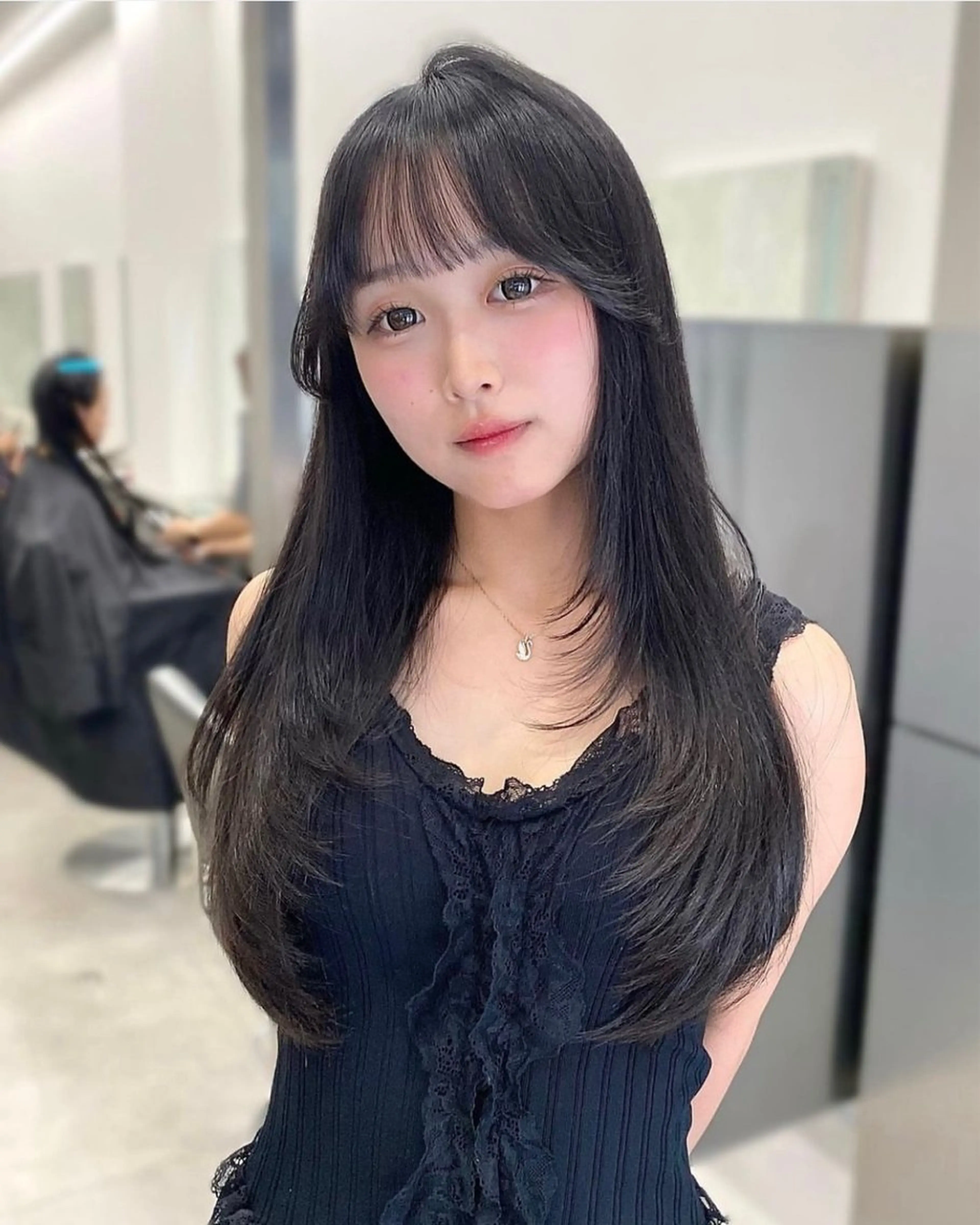 ロング カラー 京都レイヤーカット うえひのヘアスタイル