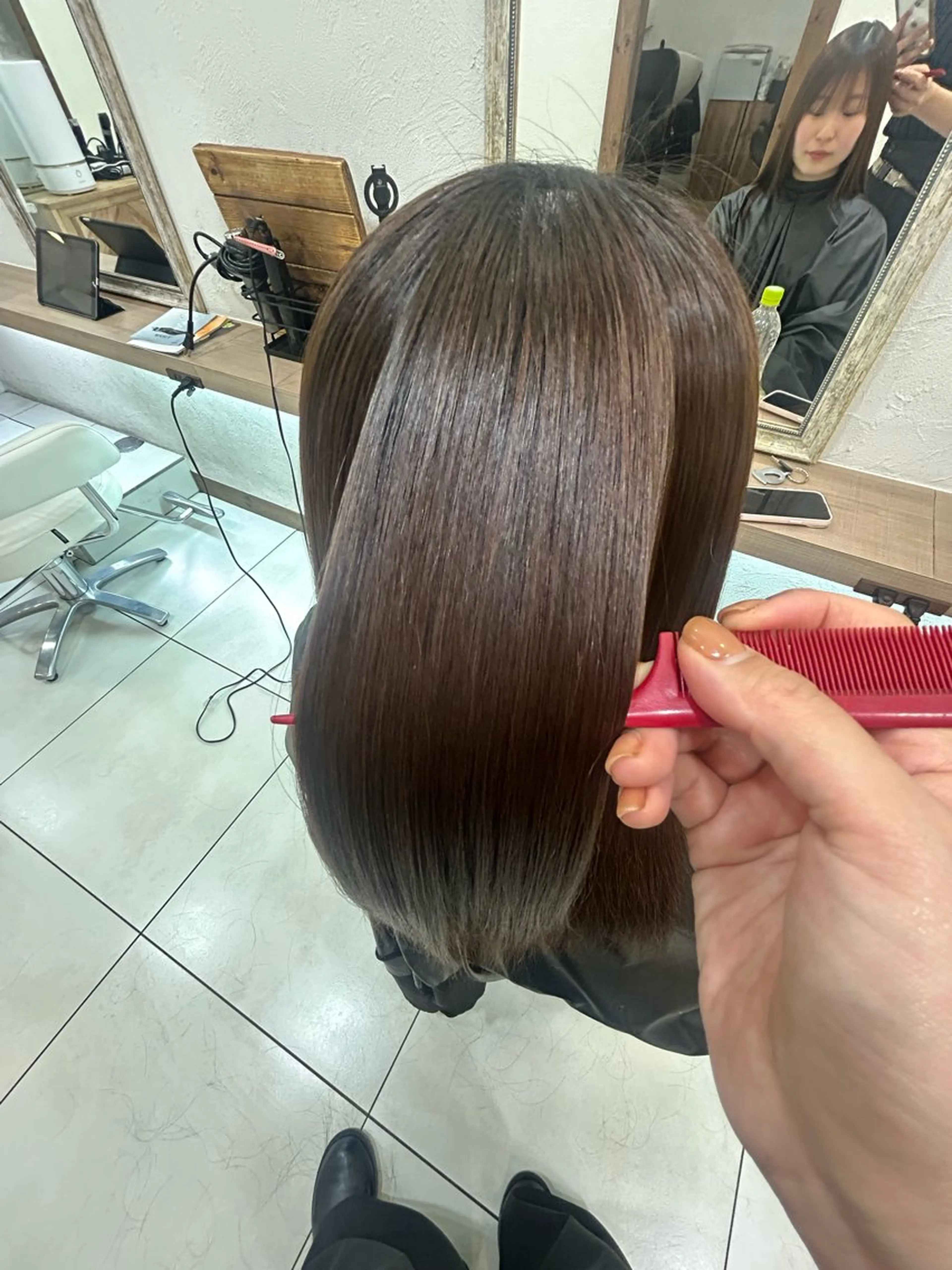 ミディアム パーマ 縮毛矯正 トリートメント 縮毛矯正/髪質改善/ 艶髪ササキナツミのヘアスタイル