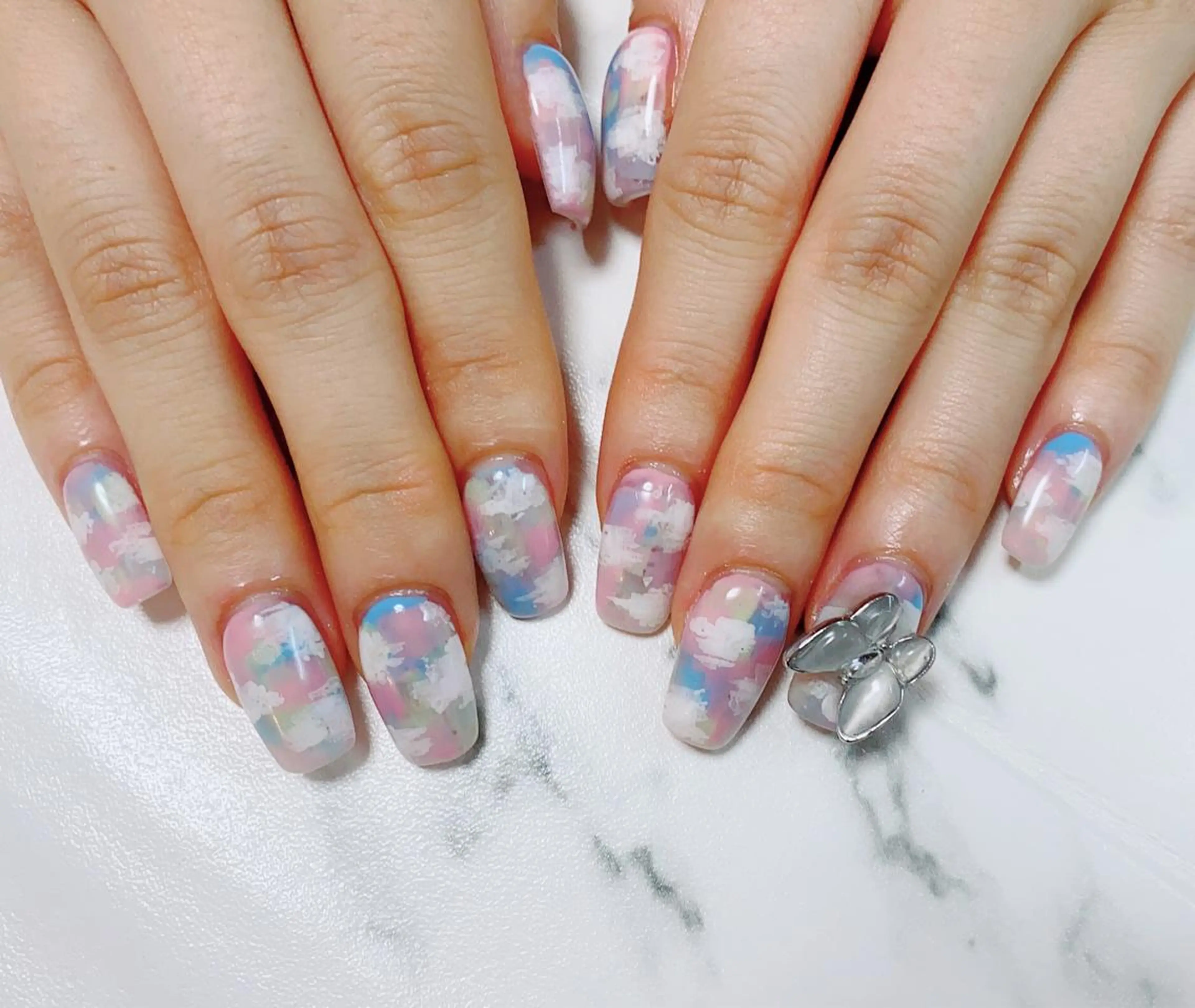 ロング カラー ネイル 長さ出し Q Free nailsのネイルデザイン
