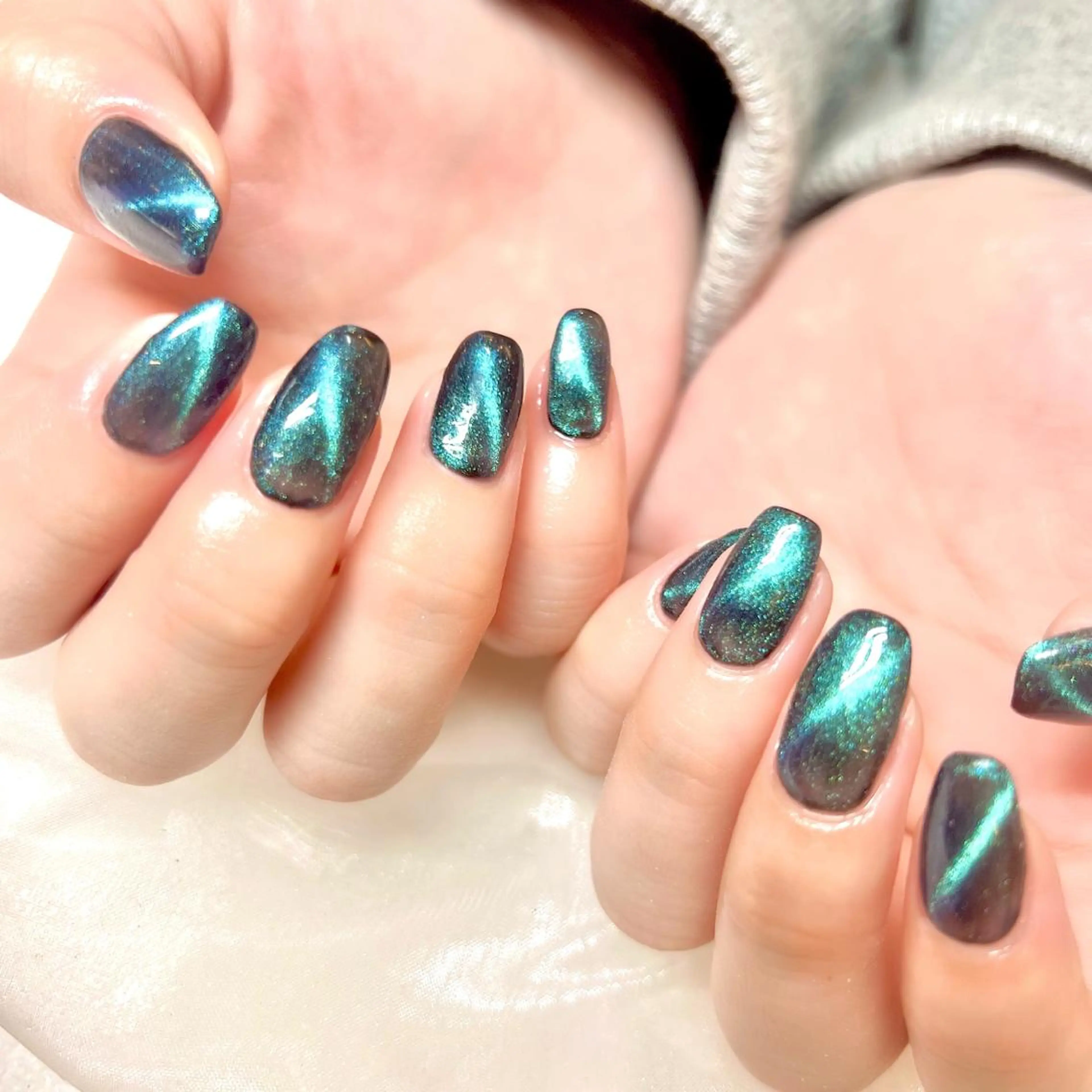 ネイル アートネイル オーロラネイル ジェルネイル 韓国ネイル ロングネイル ハンドネイル clover nailのネイルデザイン