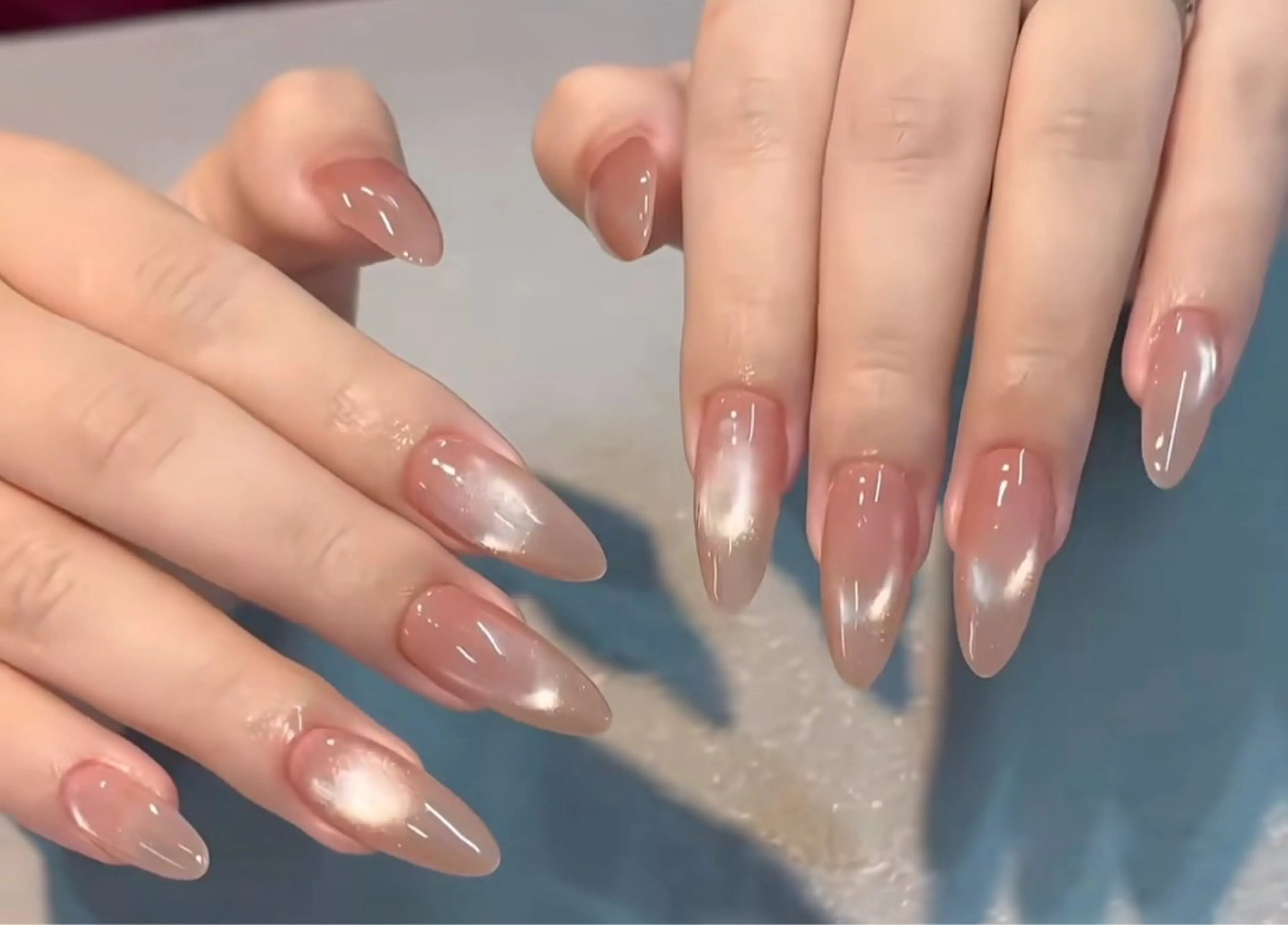 ネイル フレンチネイル ジェルネイル ガラスフレンチ ハロウィン ハート ハンドネイル H.baby Nail Salonのネイルデザイン