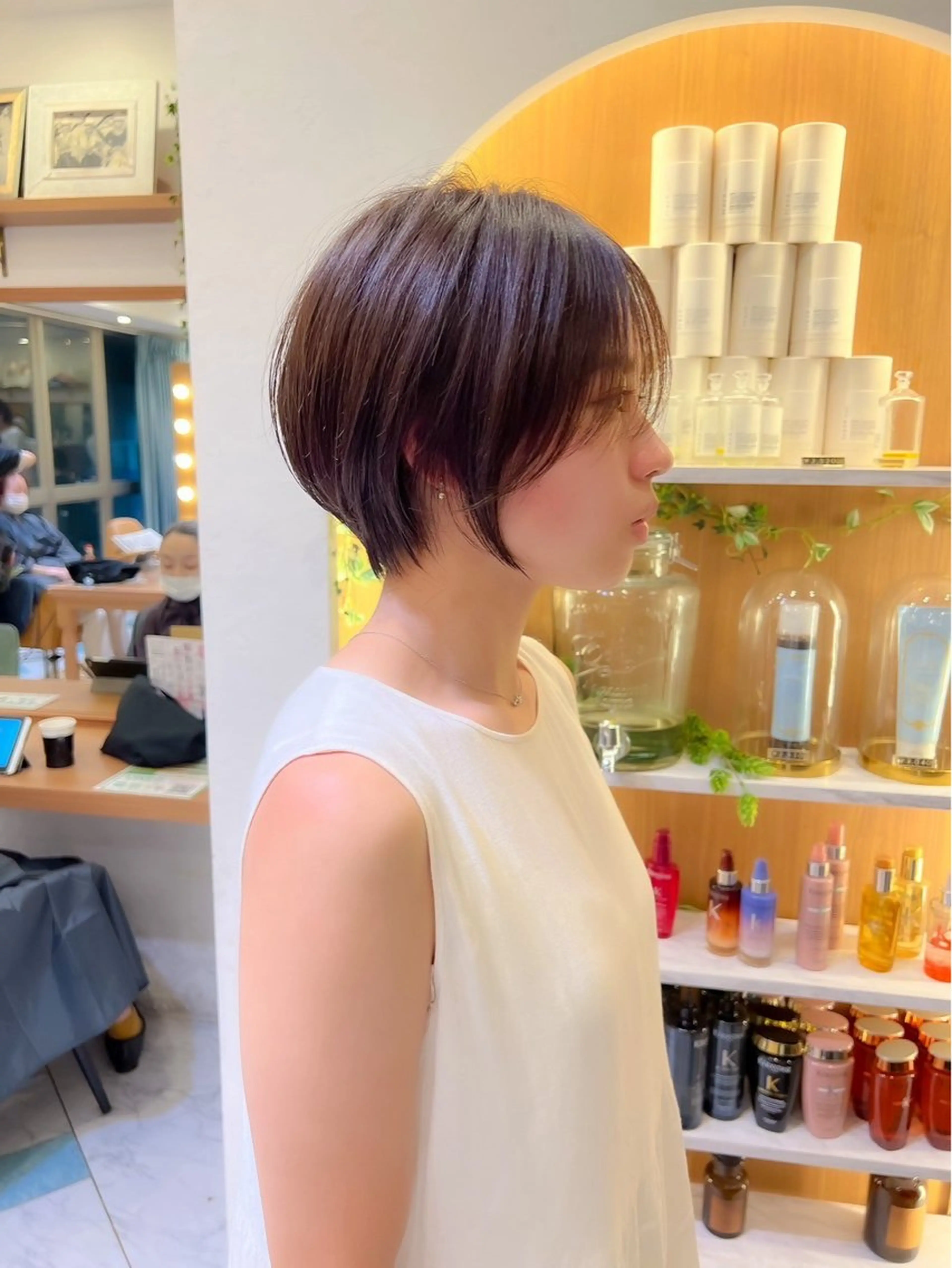 ショート カット トリートメント 🫒オリーブカラー/ みづき/パーマ🤍のヘアスタイル