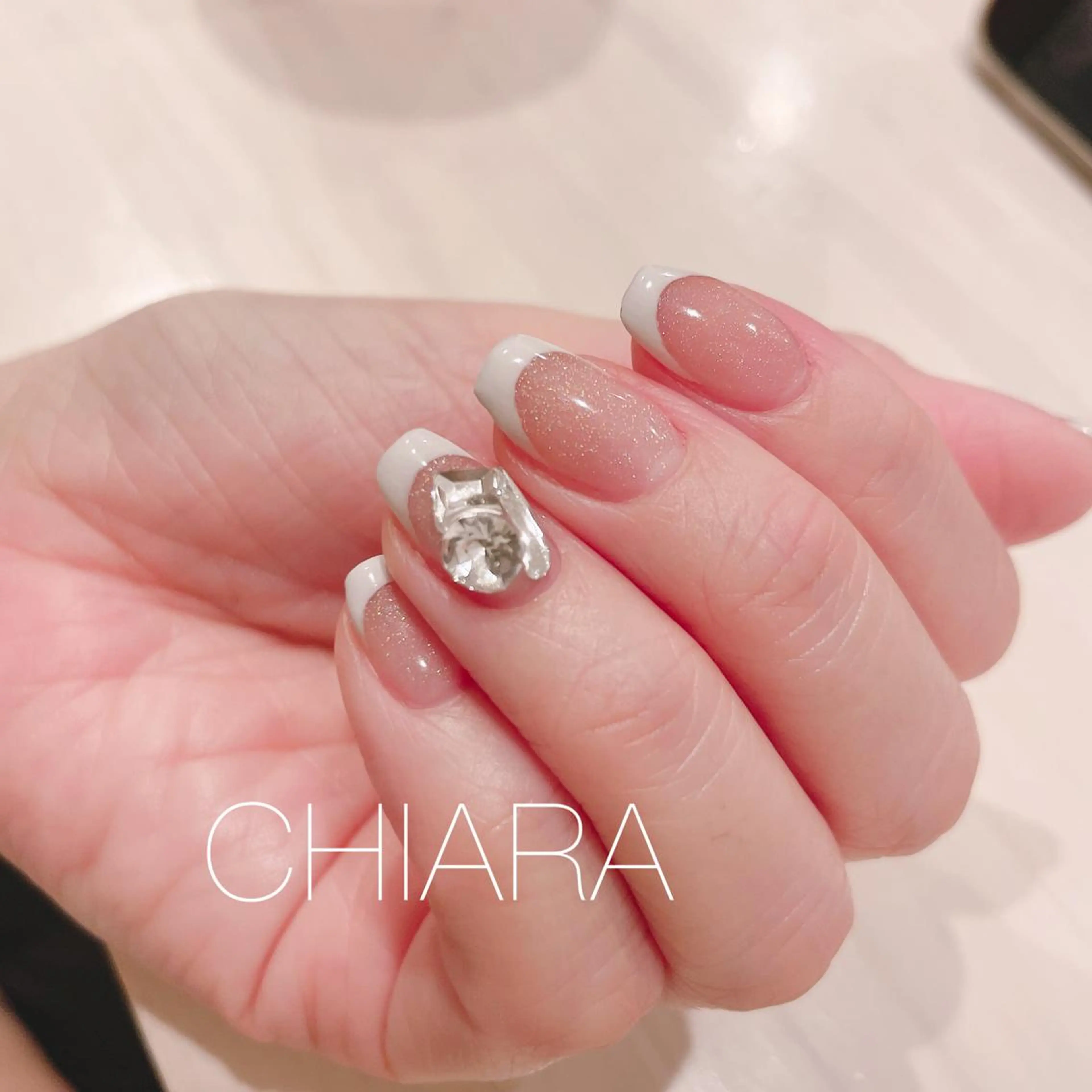 ネイル フレンチネイル ラメ(グリッター) ハンドネイル CHIARA nailsのネイルデザイン