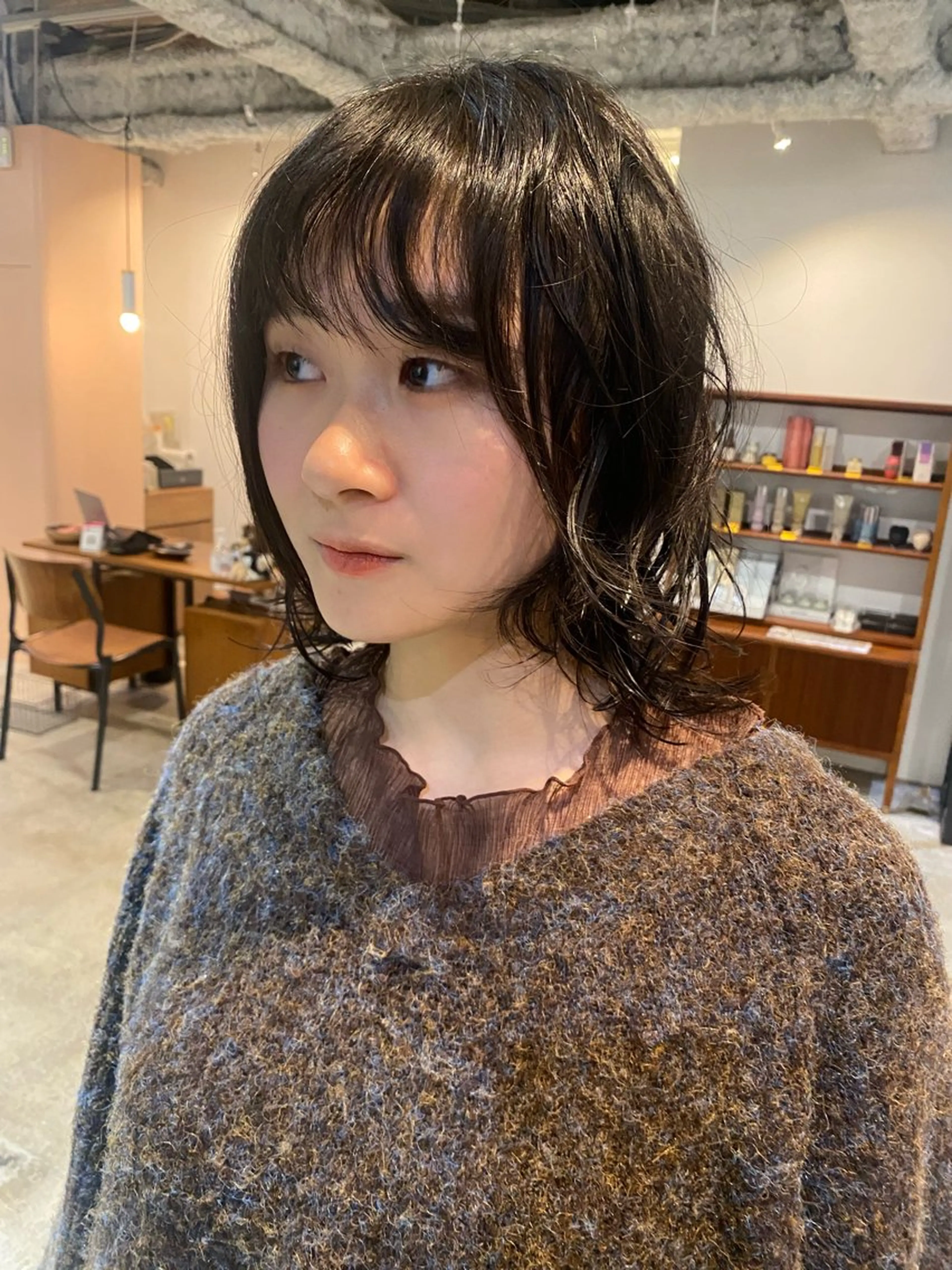 ミディアム カラー パーマ カット パーマ トリートメント Hayashi Shioriのヘアスタイル