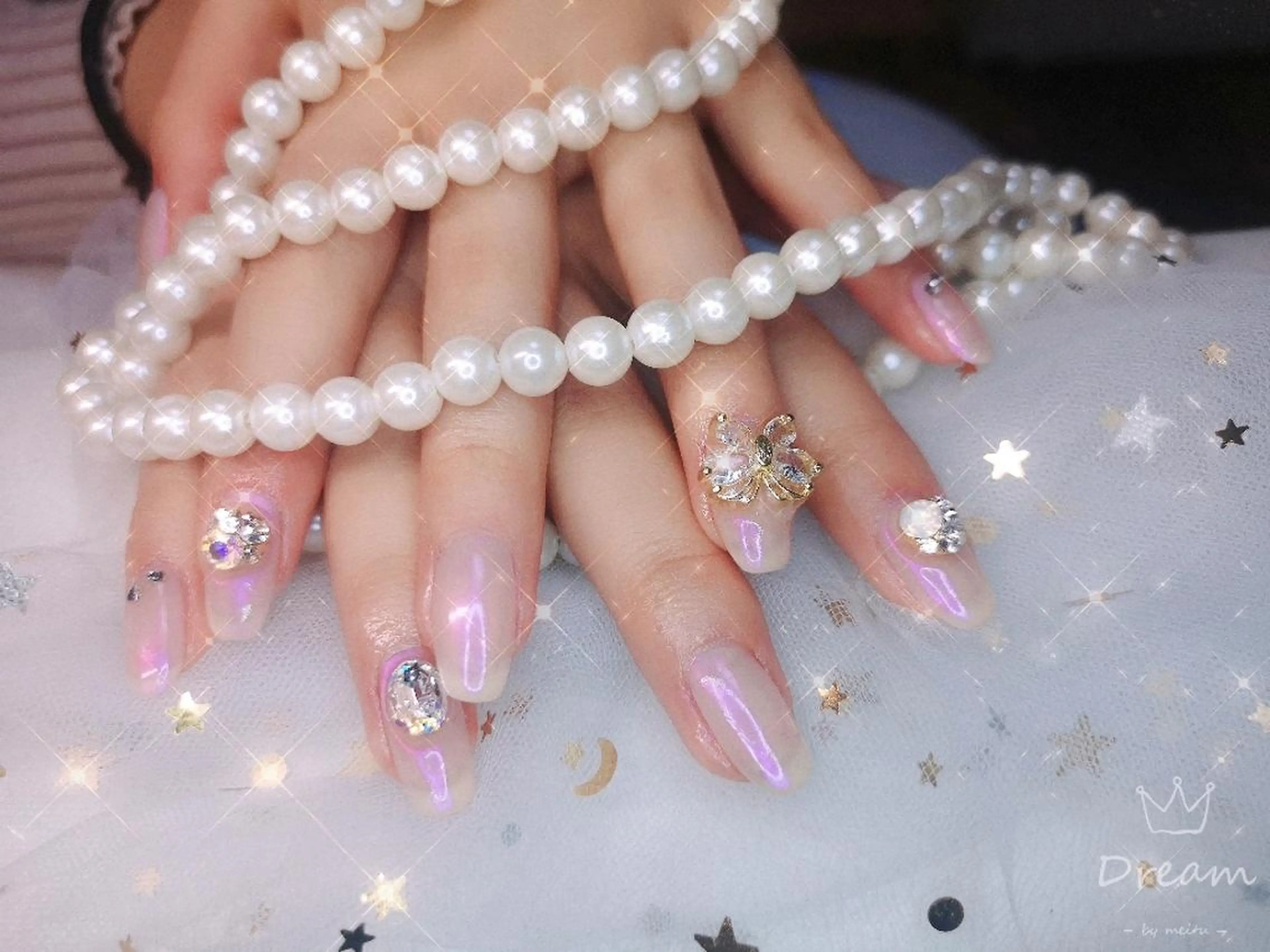 ミディアム ネイル ハンドネイル ネイリストゆか💅 長さだし、深爪矯正のネイルデザイン