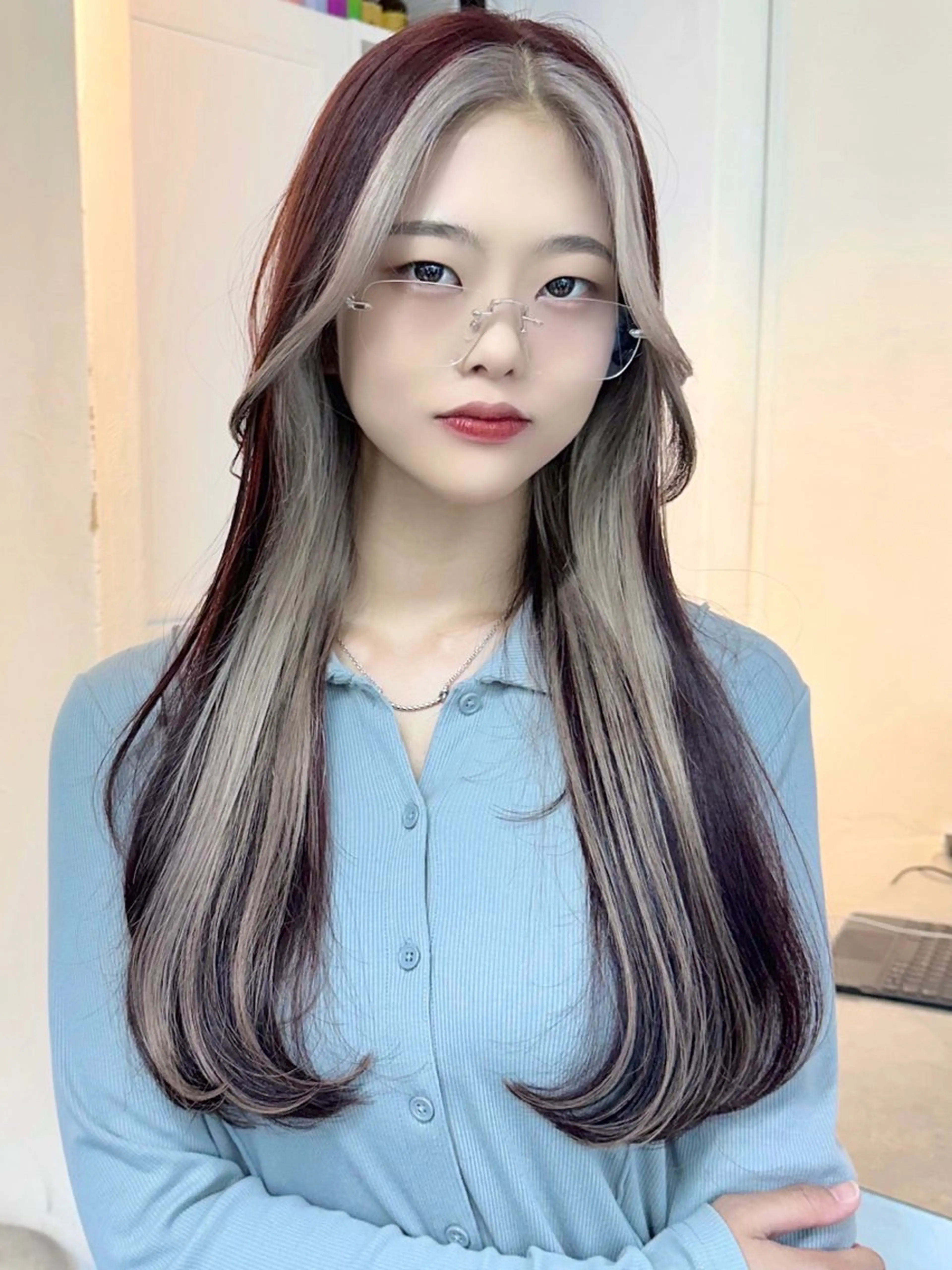 ロング カラー ミストバング ベージュカラー  フェイスフレーミング インナーカラー ホワイトベージュ カット ヘアカラー トリートメント インナーカラー/レイ ヤーカット♡/マキシのヘアスタイル