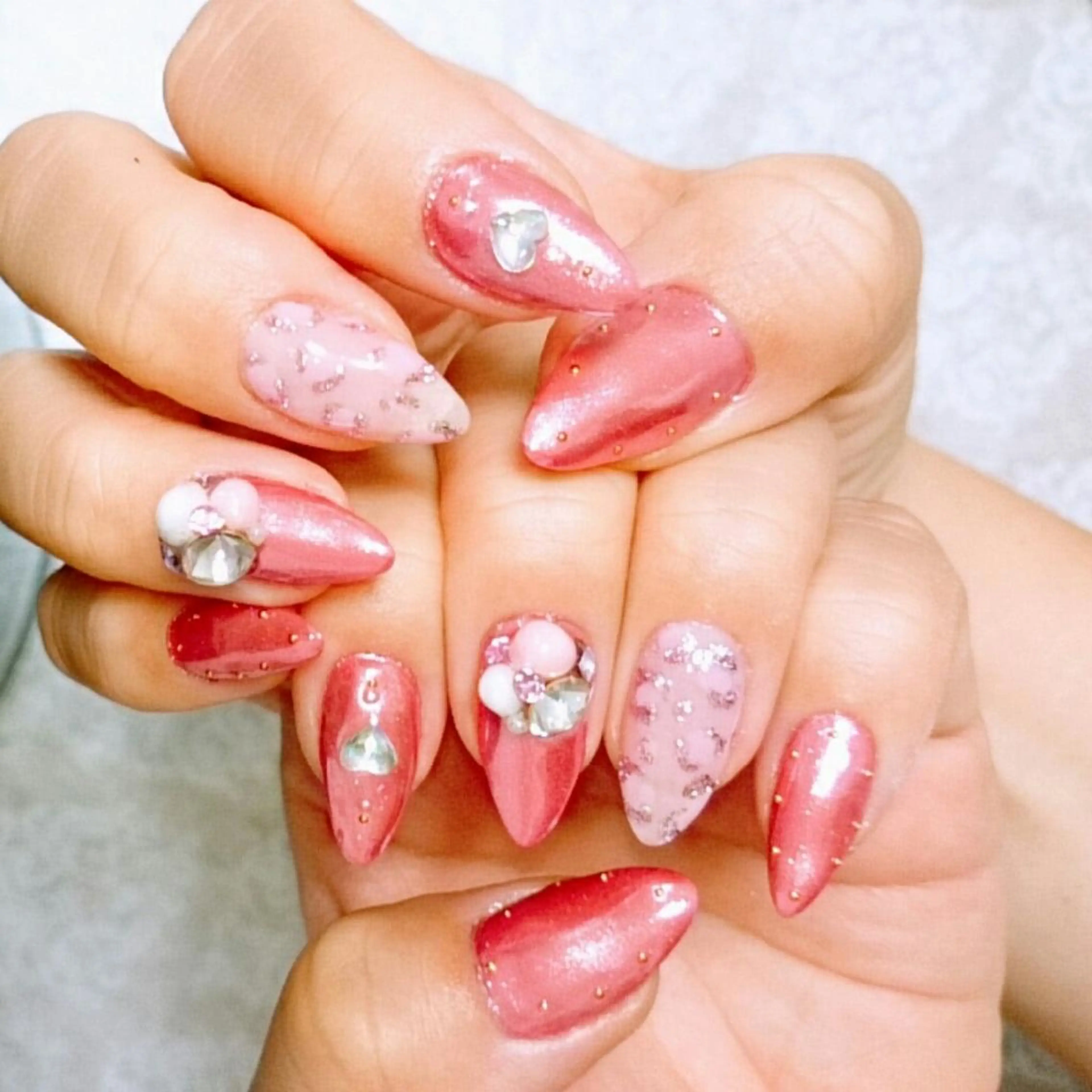 ネイル ミラーネイル ピンク JEWEL nailのネイルデザイン