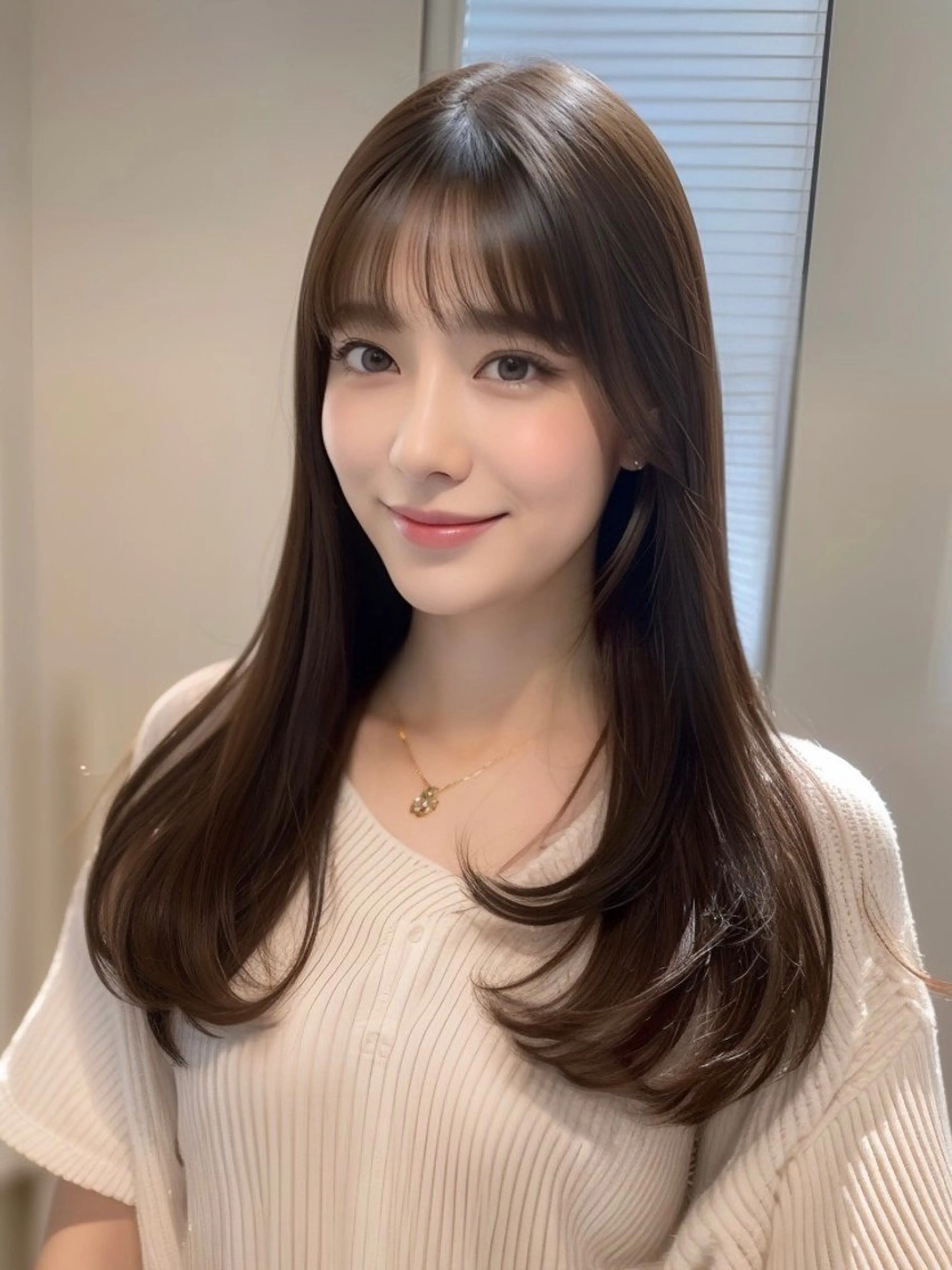 セミロング カラー ヘアアレンジ レイヤーカット 日本一の小顔カット/ ボブ/顔周り/韓国のヘアスタイル