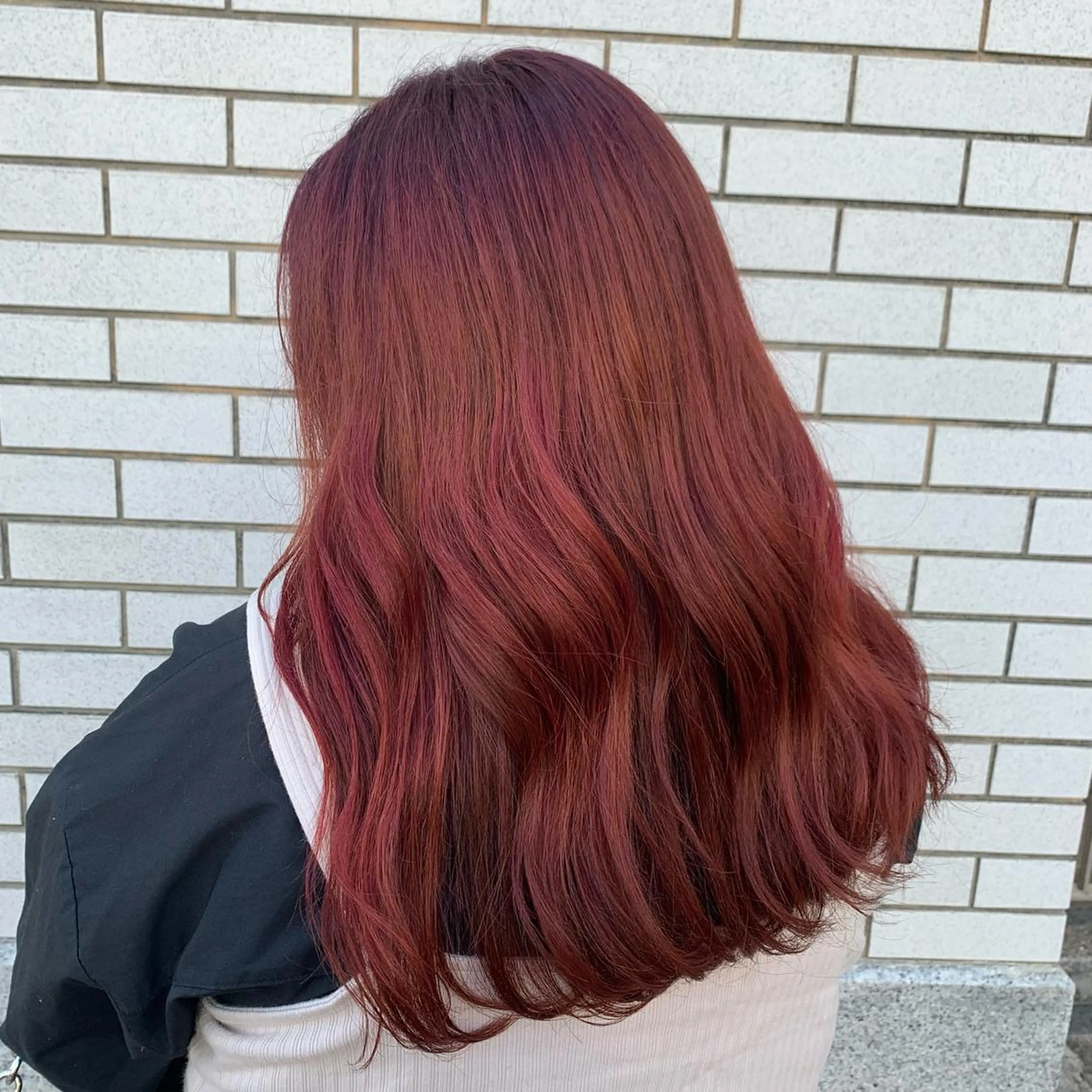 カラー ブリーチ レッドカラー 小顔レイヤー/ 透明感カラー/増田のヘアスタイル