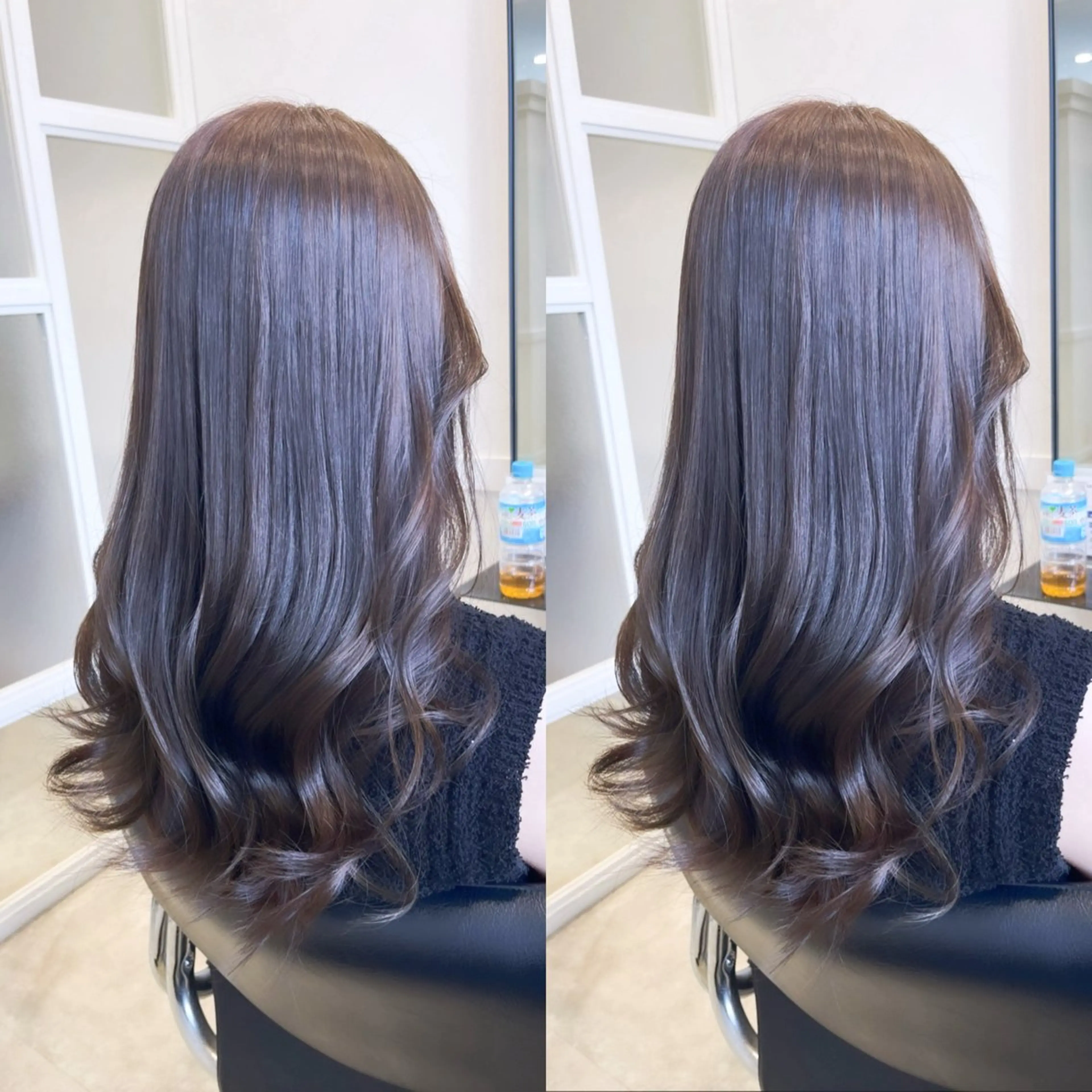 カラー アッシュ ラベンダーカラー ラベンダーアッシュ 縮毛矯正/髪質改善 /レイヤー/韓国のヘアスタイル