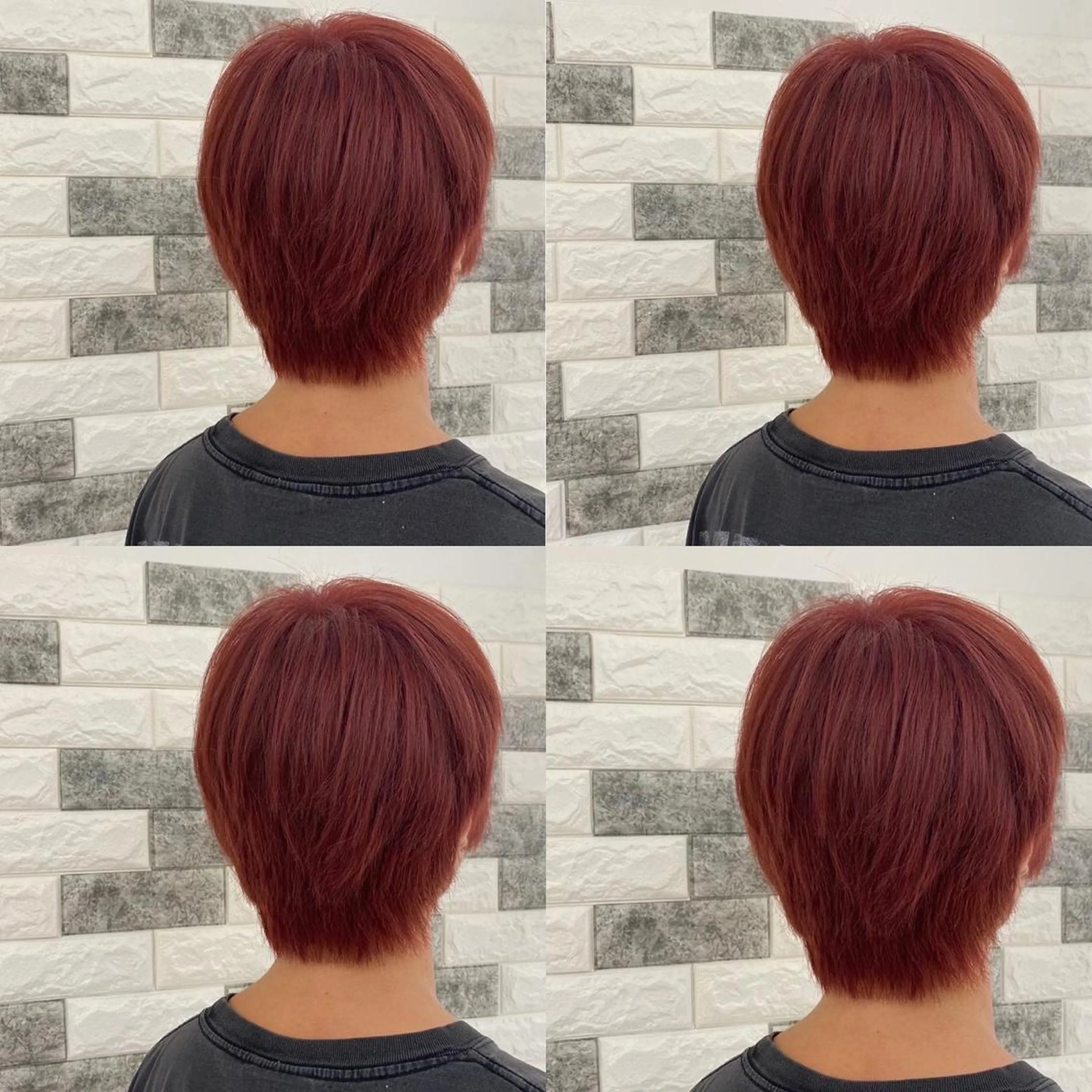 カラー レッドカラー 韓国ヘア レイヤーカットのヘアスタイル