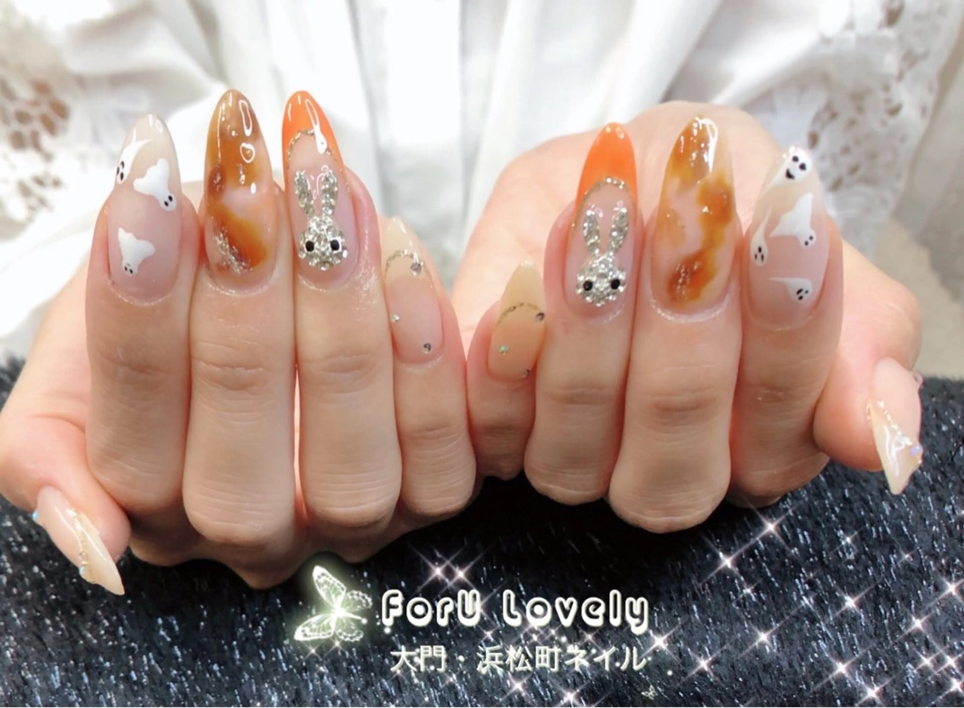 ネイル べっ甲ネイル 長さ出し フレンチネイル ジェルネイル 韓国ネイル 大門浜松町 ネイルのネイルデザイン