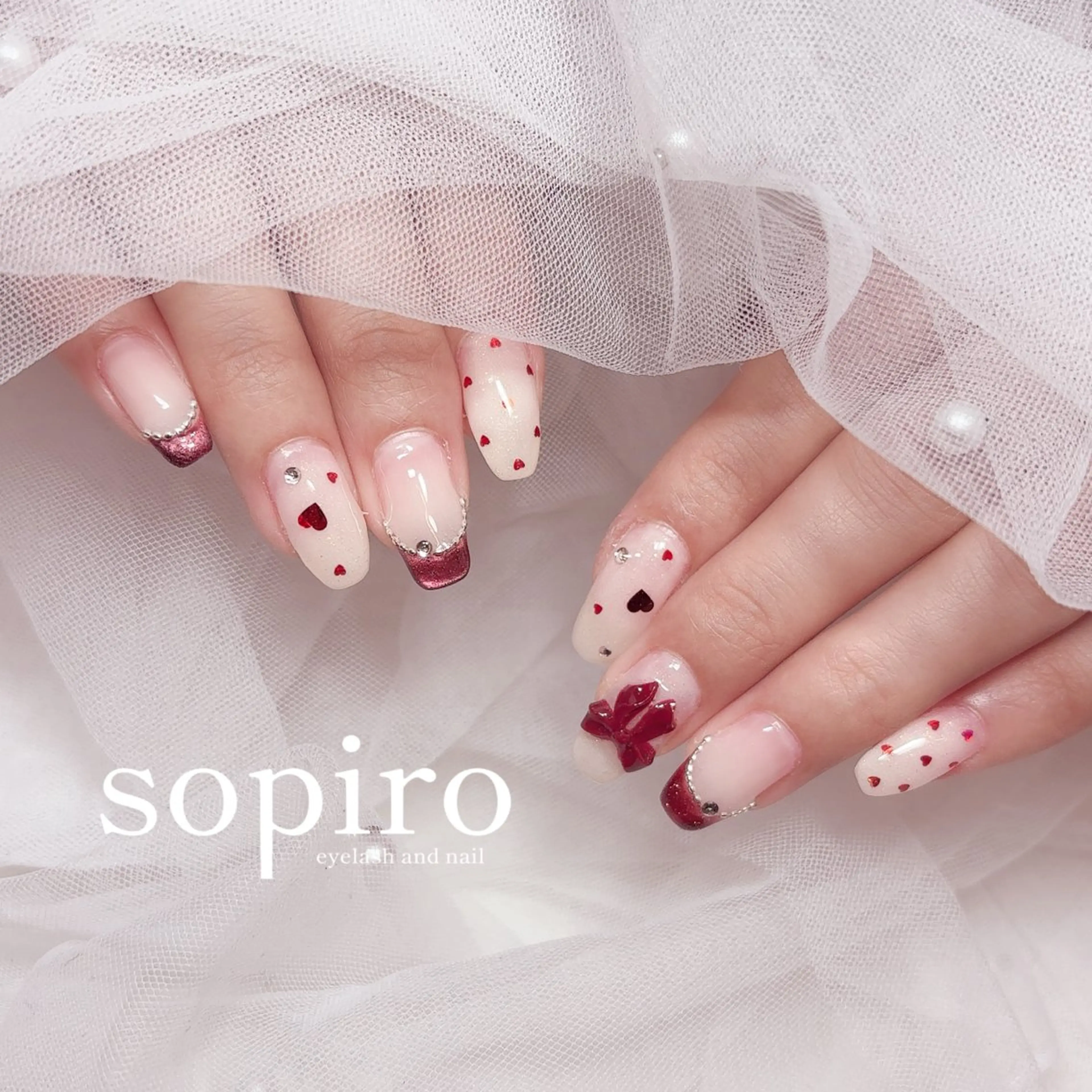 ネイル アートネイル ボルドー 持ち込み sopiro miharuのネイルデザイン