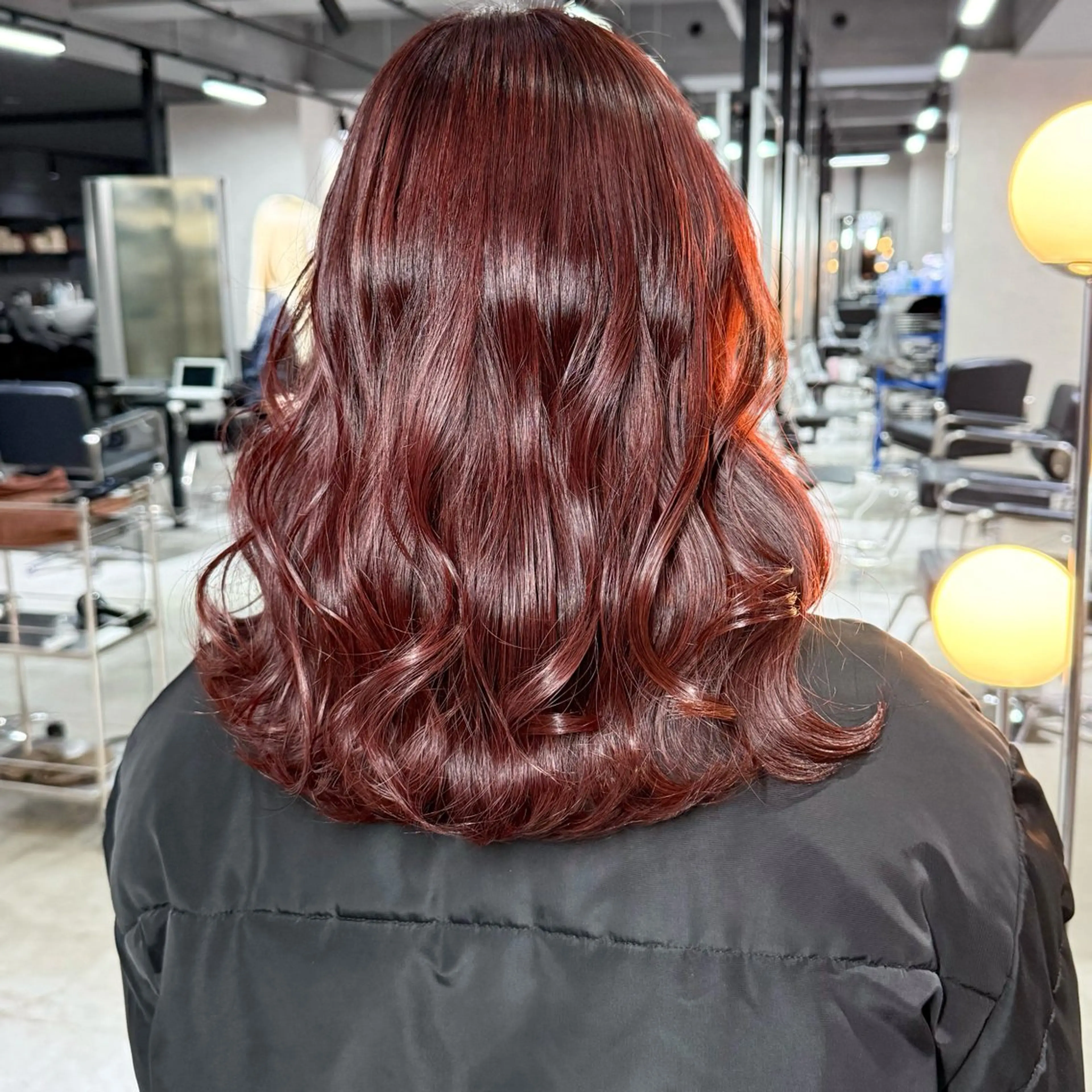 ミディアム カラー レッドカラー 髪質改善 ヘアカラー 暖色/ミルクティー /レイヤー/マリア♡のヘアスタイル