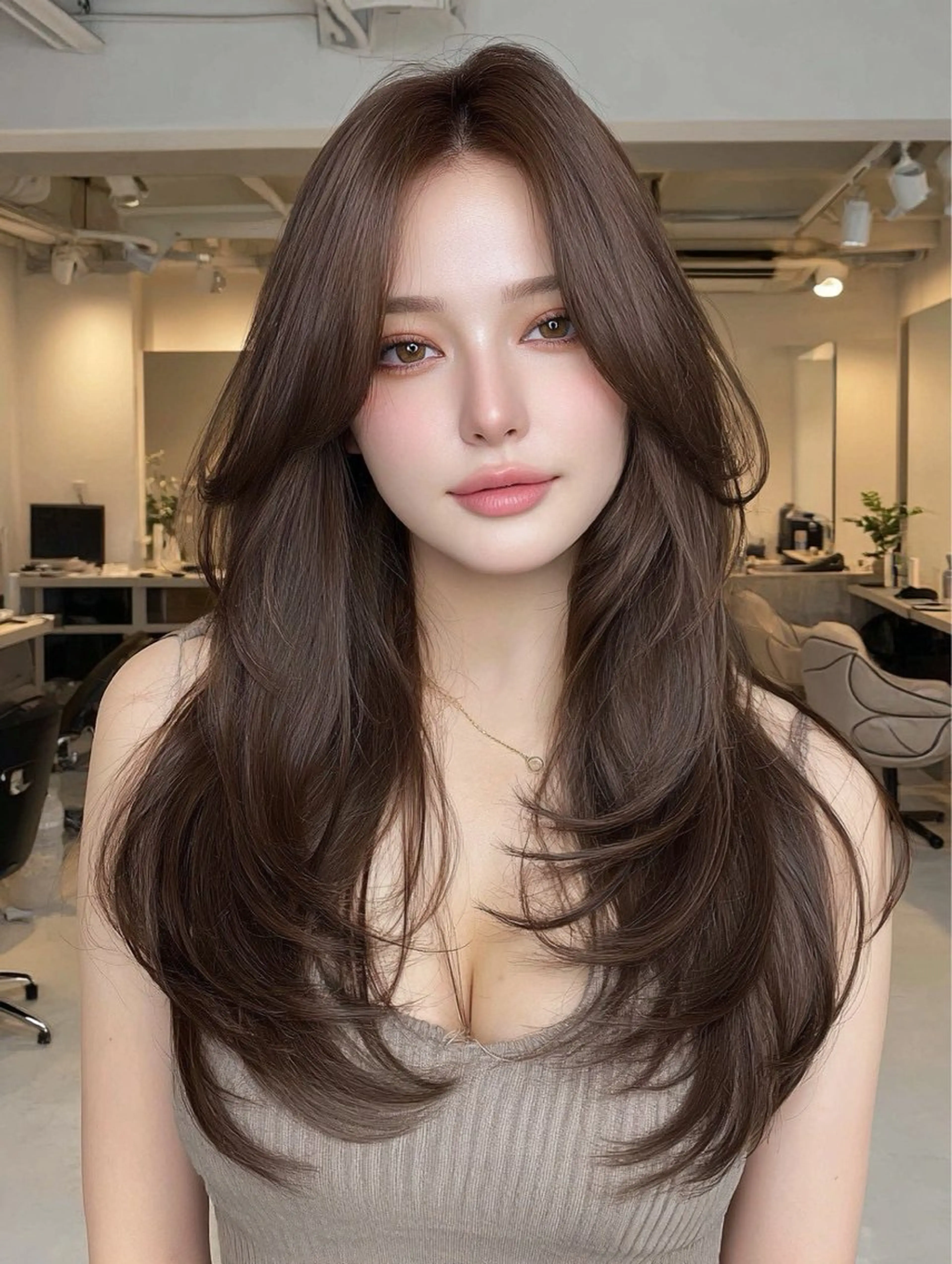 ロング 顔まわりレイヤー 顔周りカット レイヤーカット ☃️顔周りレイヤー 韓国風SHUTOのヘアスタイル