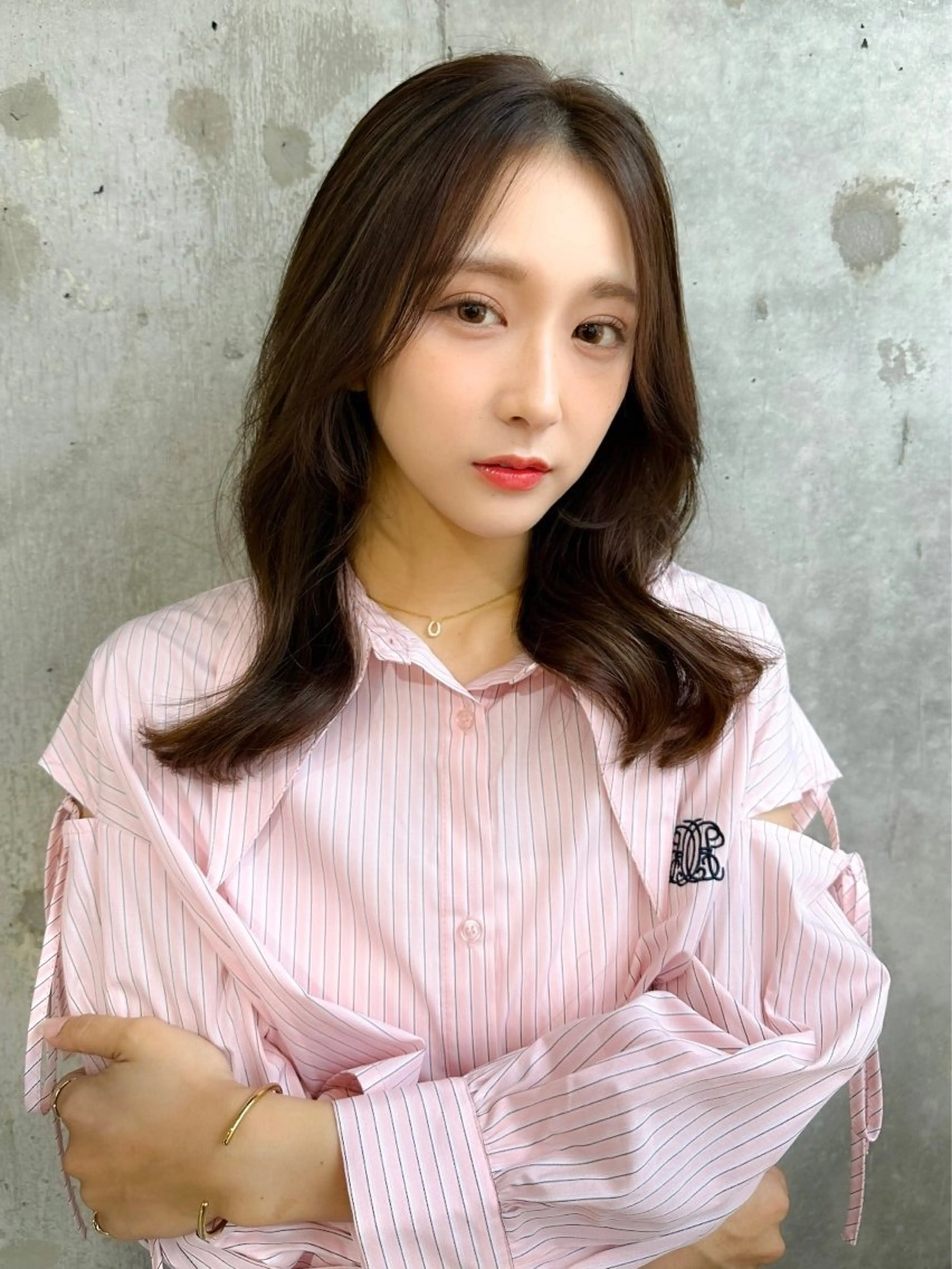 セミロング カラー 髪質改善/韓国ヘア レイヤー/新宿/ロミのヘアスタイル