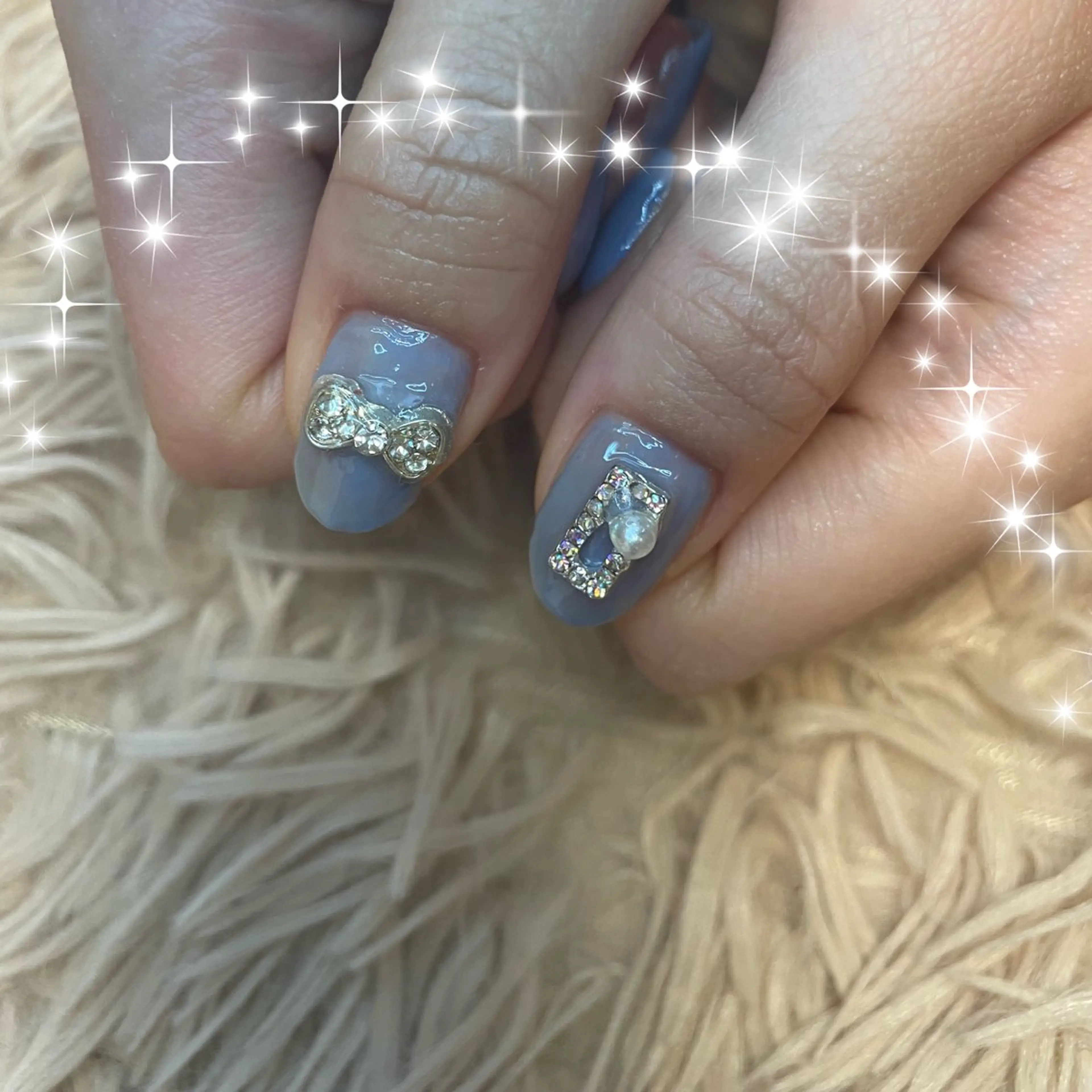 ネイル ブルー グラデーション リボン NAIL★M 真紀のネイルデザイン