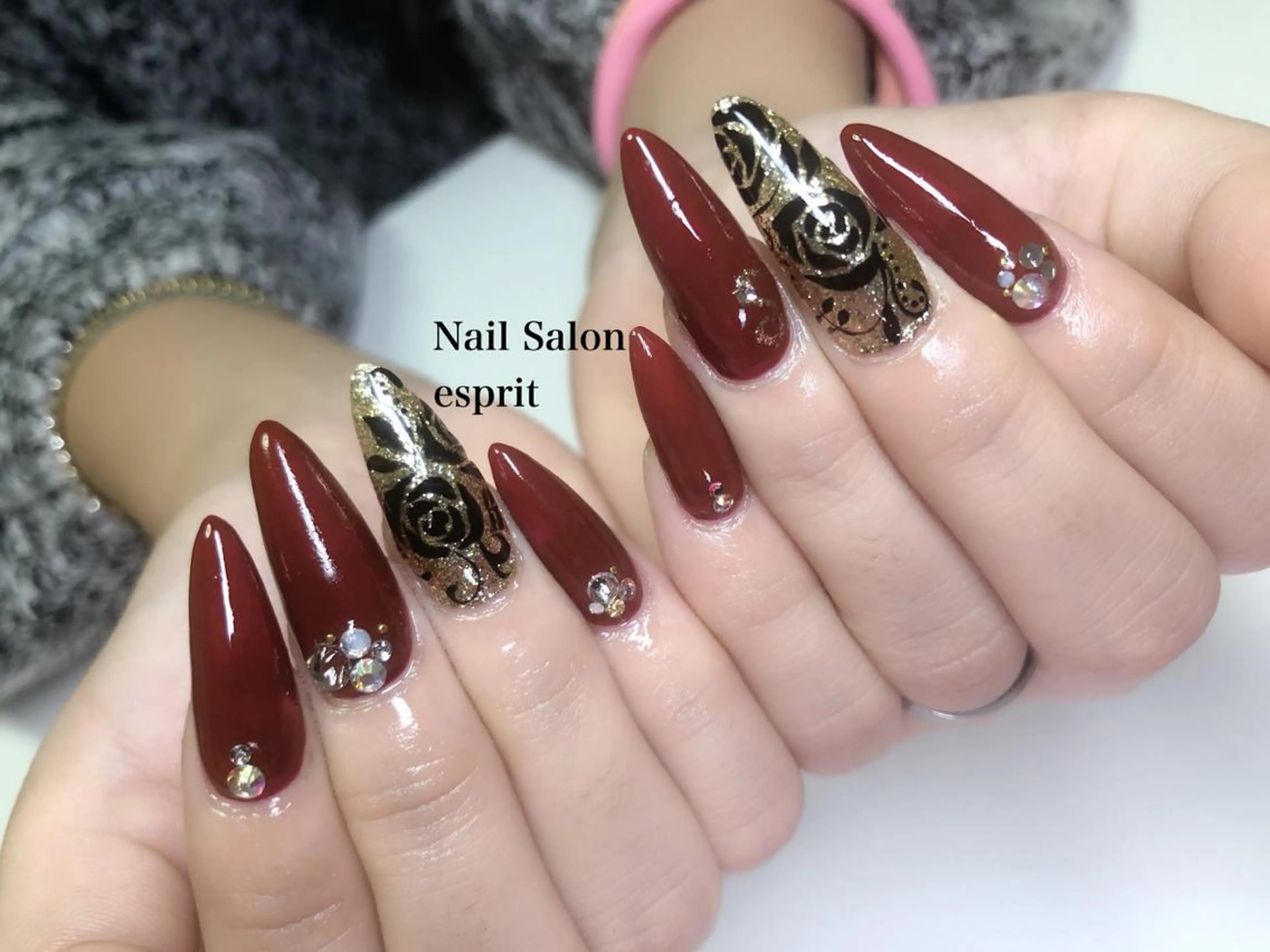 ネイル 長さ出し ロングネイル 持ち込み スカルプネイル ストーンネイル Nail Salon espritのネイルデザイン