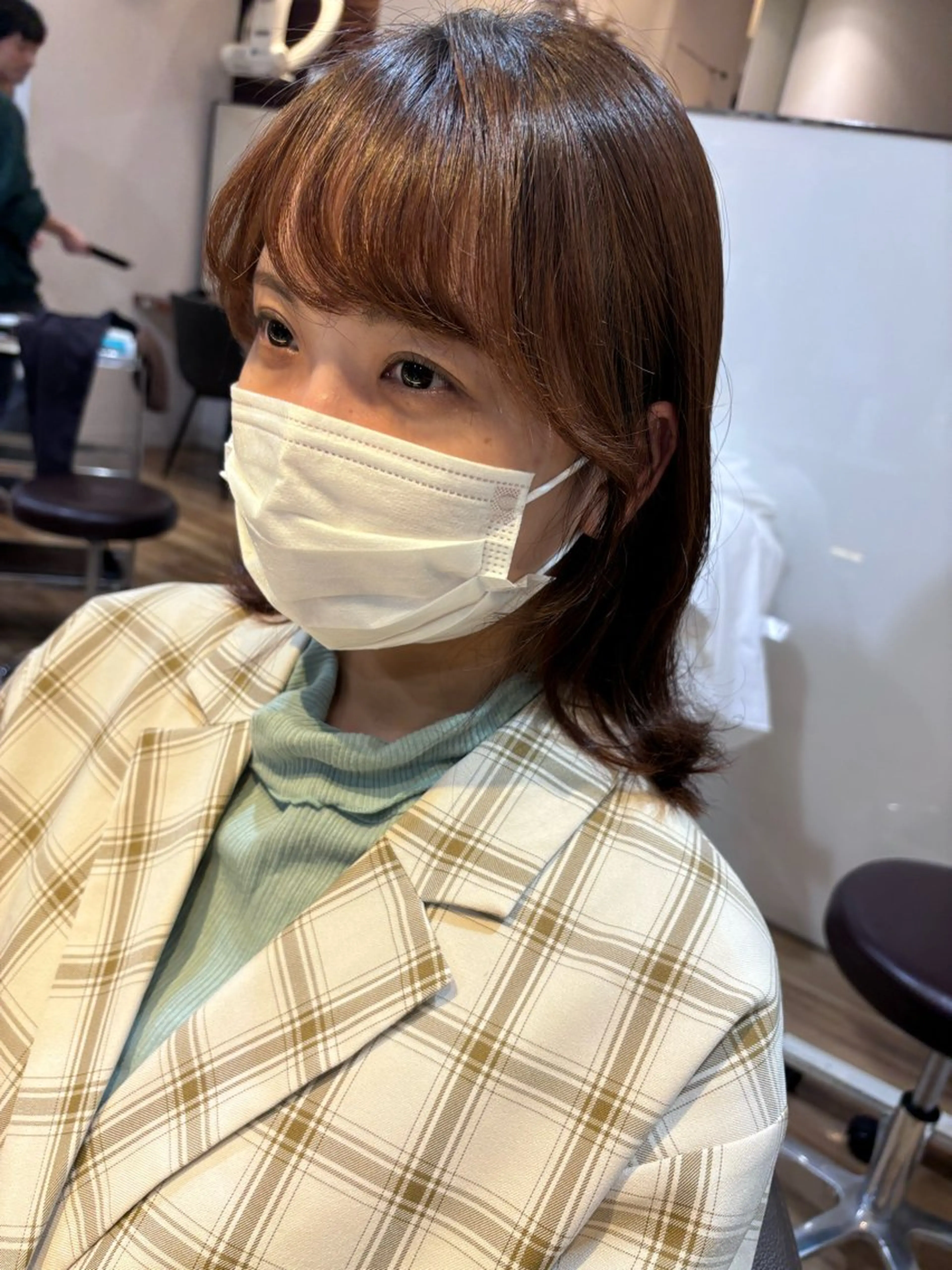 ミディアム パーマ カット パーマ しみず さくら🌸のヘアスタイル