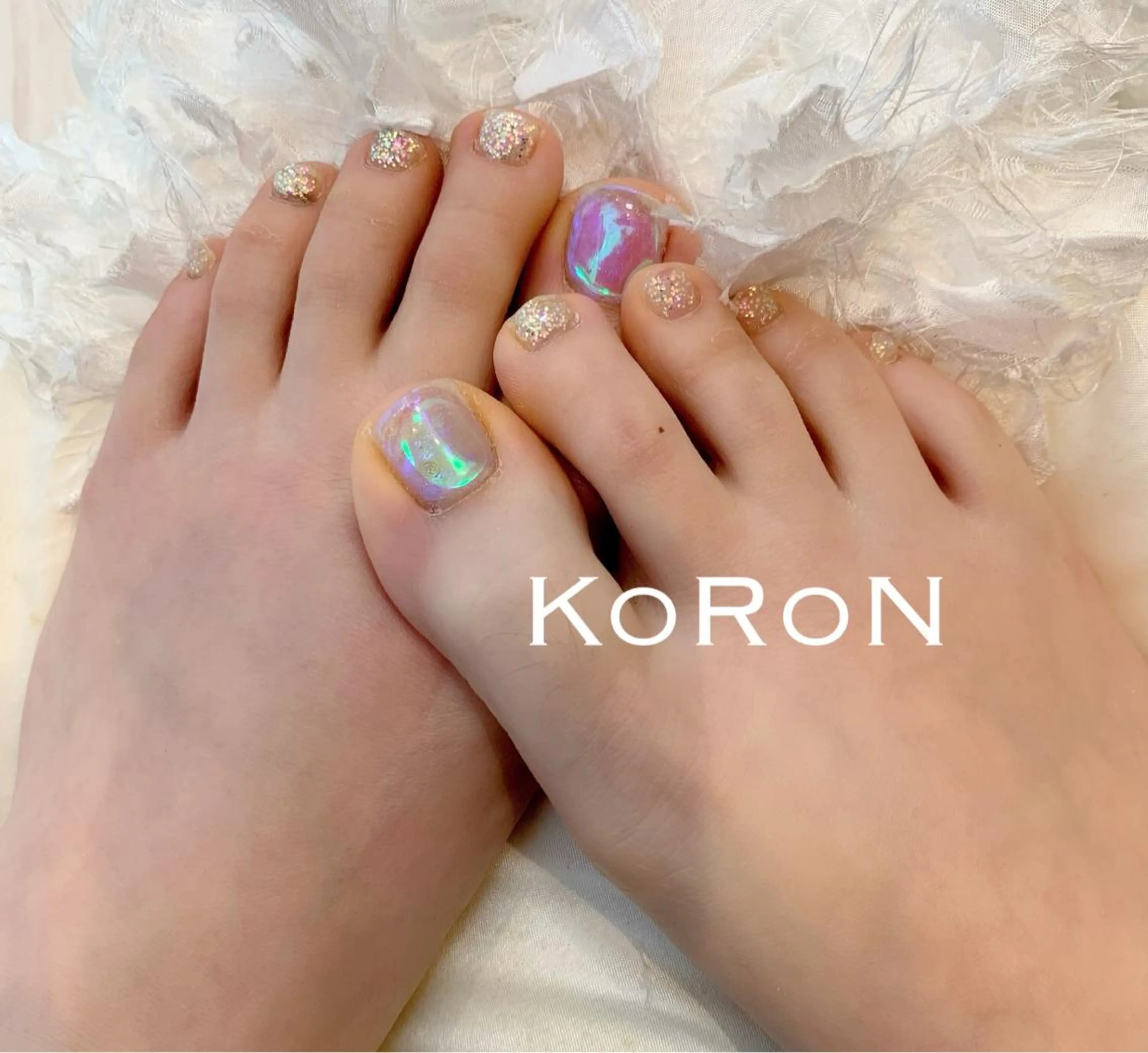 ネイル フットネイル 氷ネイル・うるうるネイル 自宅サロン鎌倉 KORONのネイルデザイン