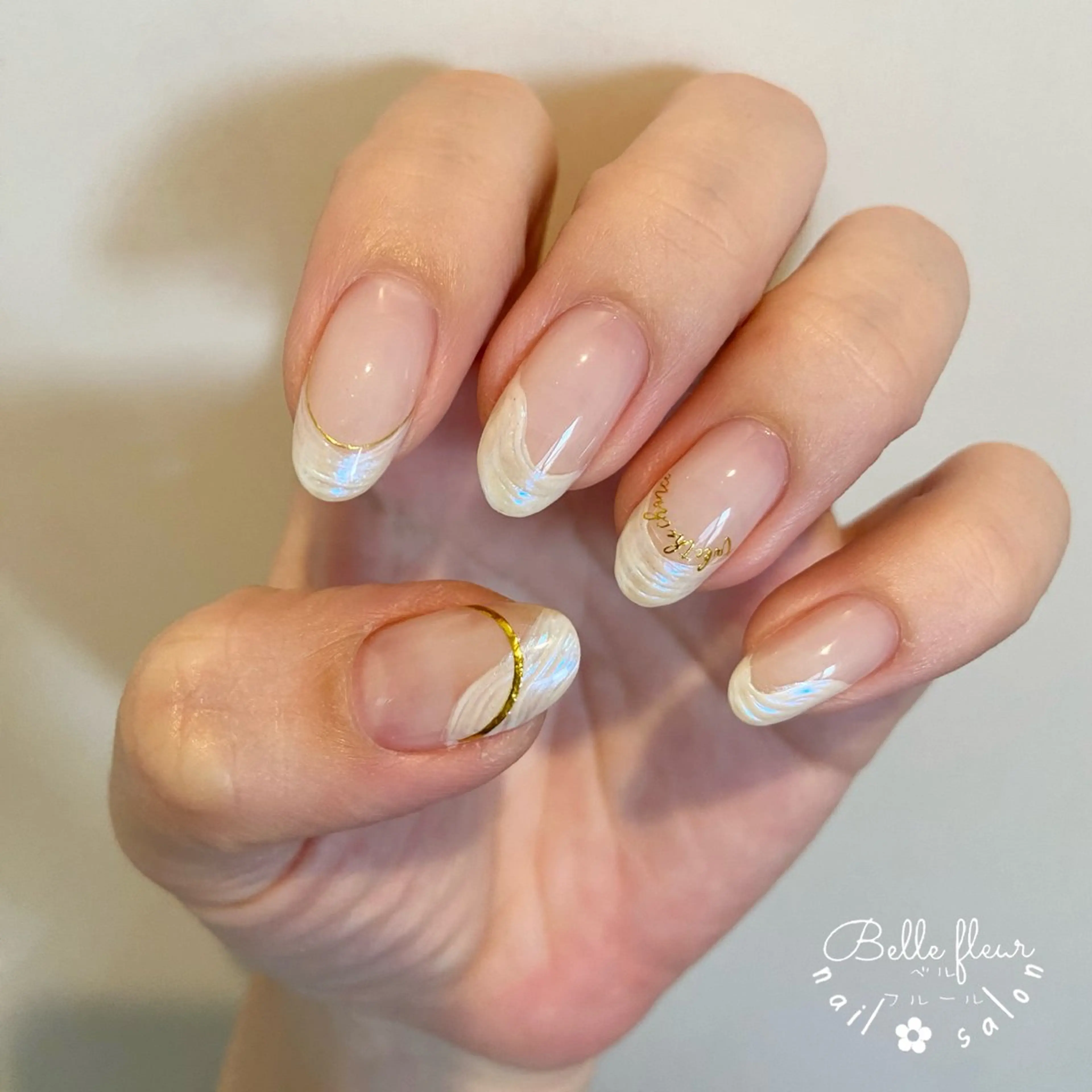 ネイル クリアネイル ホワイト ハンドネイル ﾈｲﾙｻﾛﾝ Bellefleurのネイルデザイン