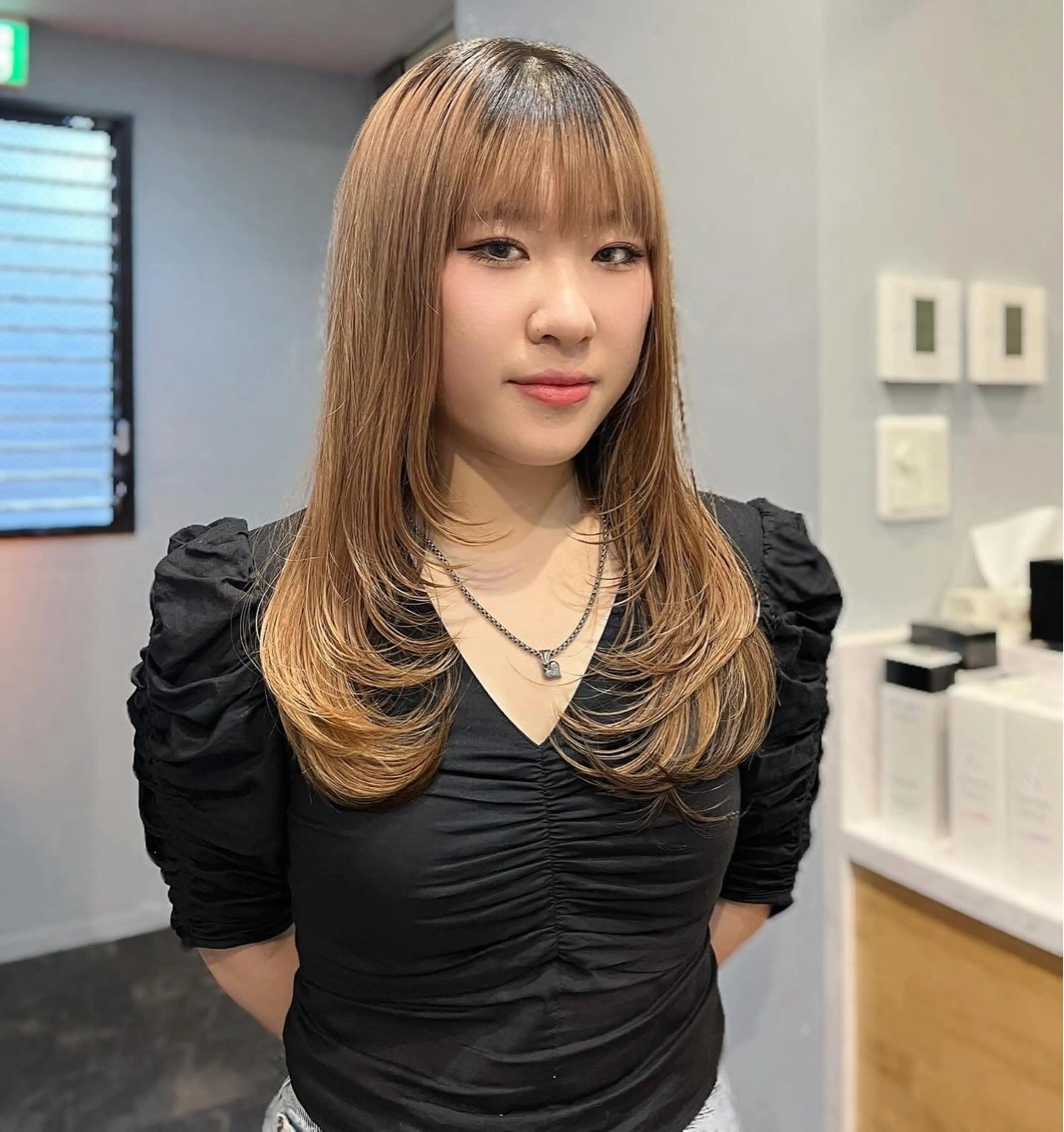 セミロング 韓国ヘア/髪質改善 /艶カラー/sahoのヘアスタイル