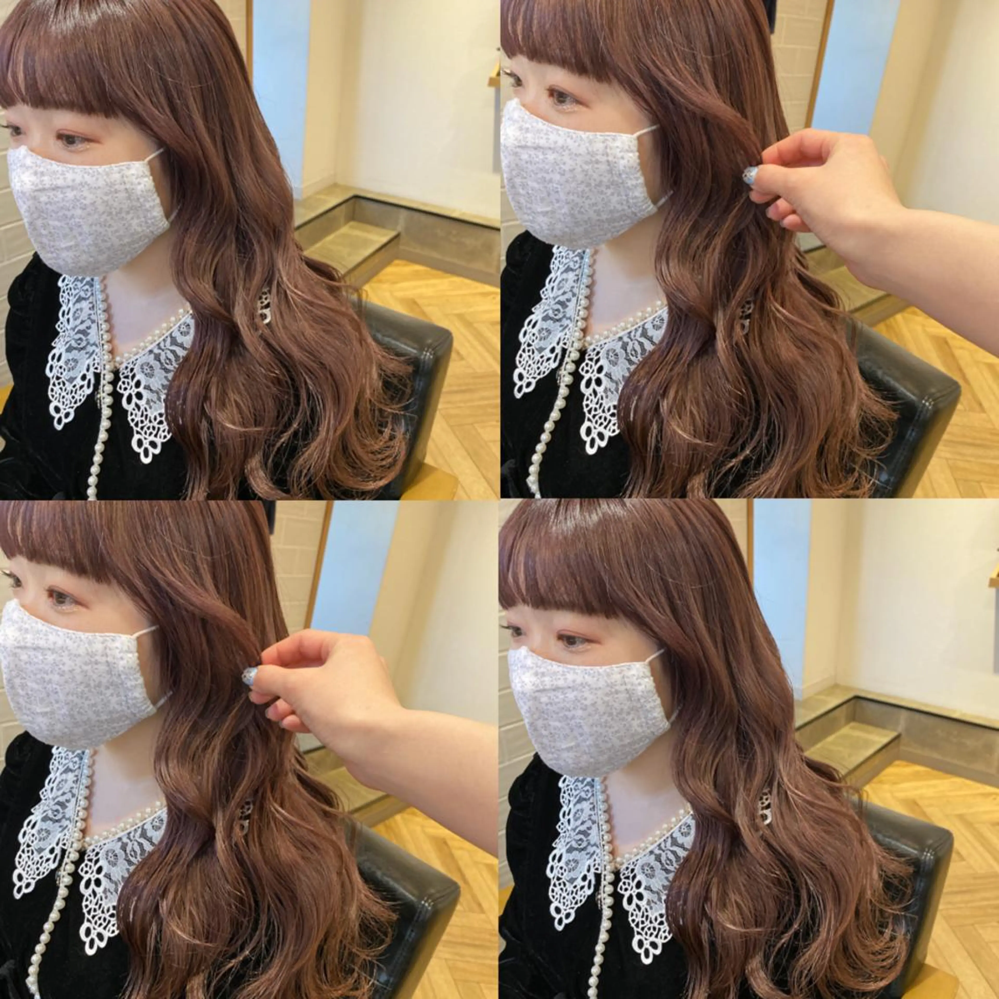 ロング カラー ブリーチ ピンクカラー 艶カラー/韓国顔周り 🎀mamiのヘアスタイル