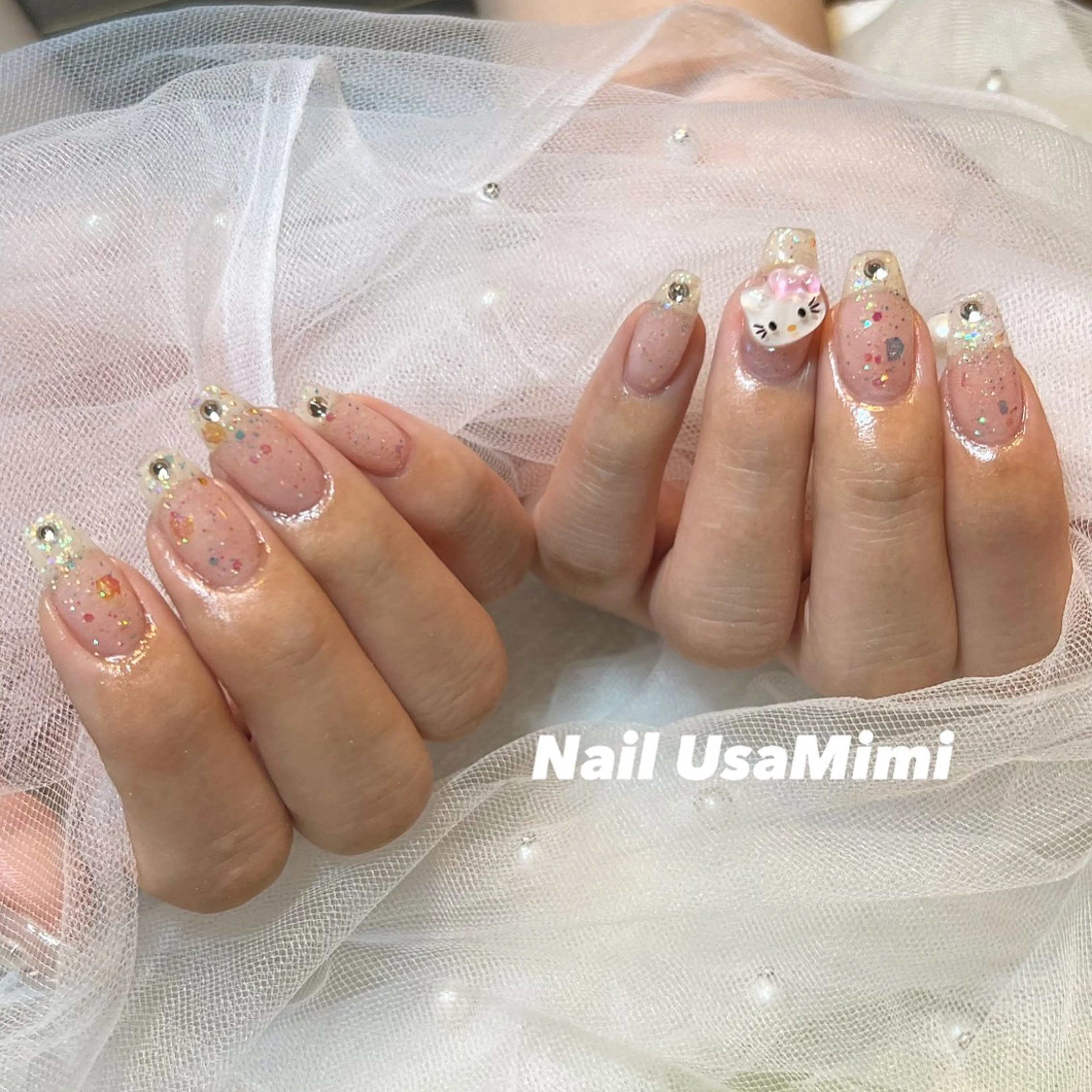 ネイル アートネイル オーロラネイル チークネイル フレンチネイル ジェルネイル 本町NailUsa Mimi RIKOのネイルデザイン