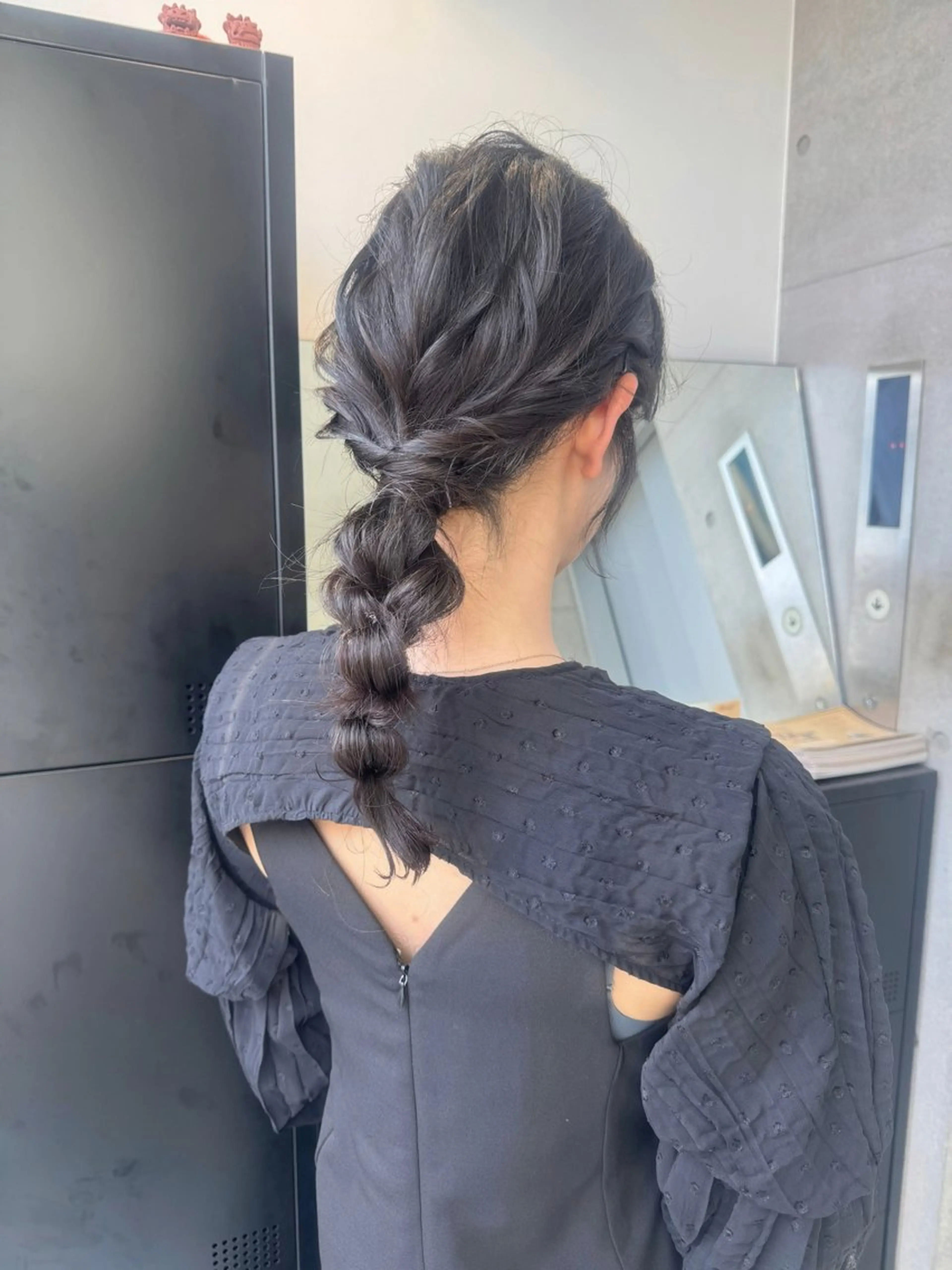 ロング カラー パーマ ヘアアレンジ ヘアセット 透明感/オリーブ/ グレージュ/YUKAのヘアスタイル