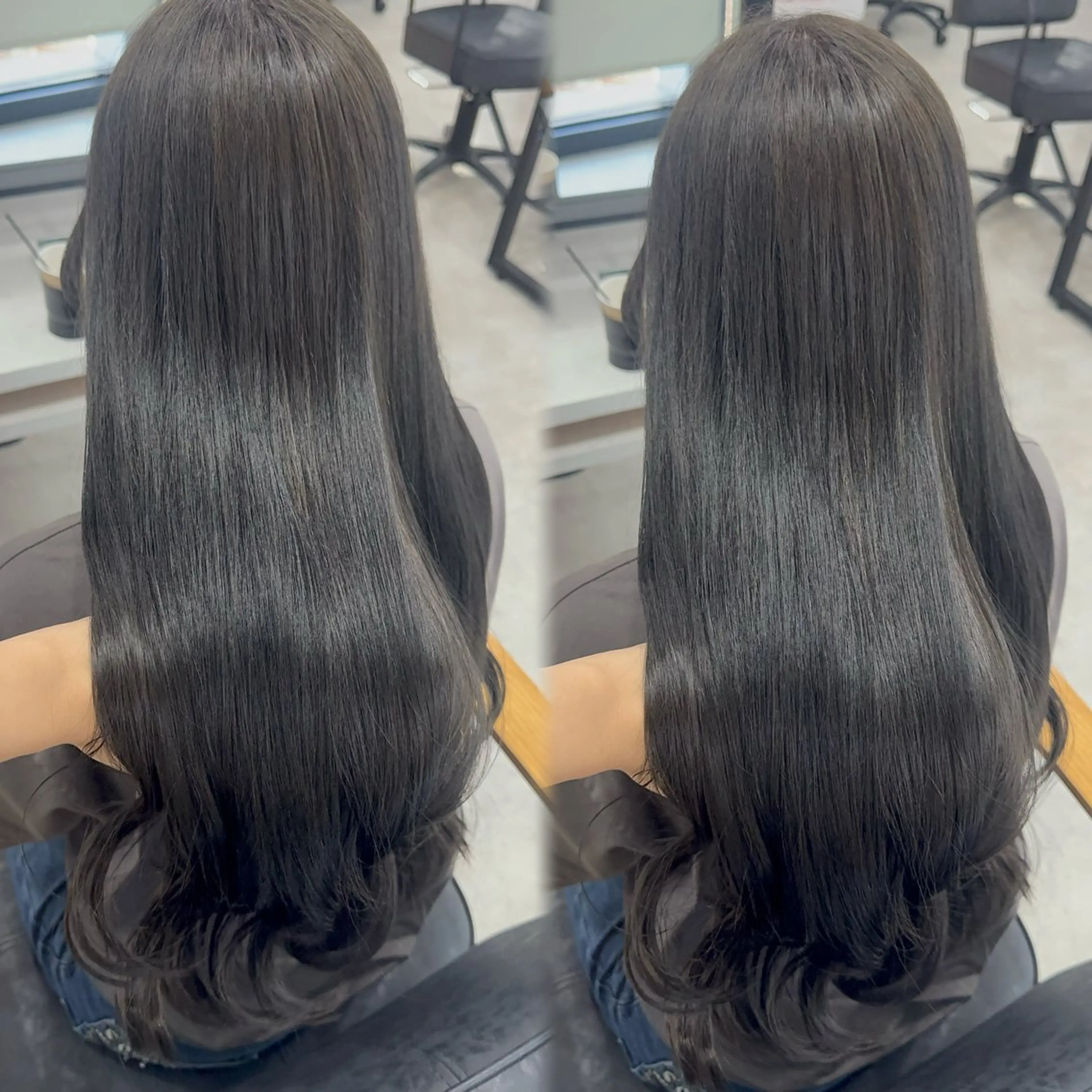 ロング カラー アッシュ アッシュブラウン ベージュカラー 黒髪 ブリーチ 赤み無し柔らかカラー 【梅田】madokaのヘアスタイル