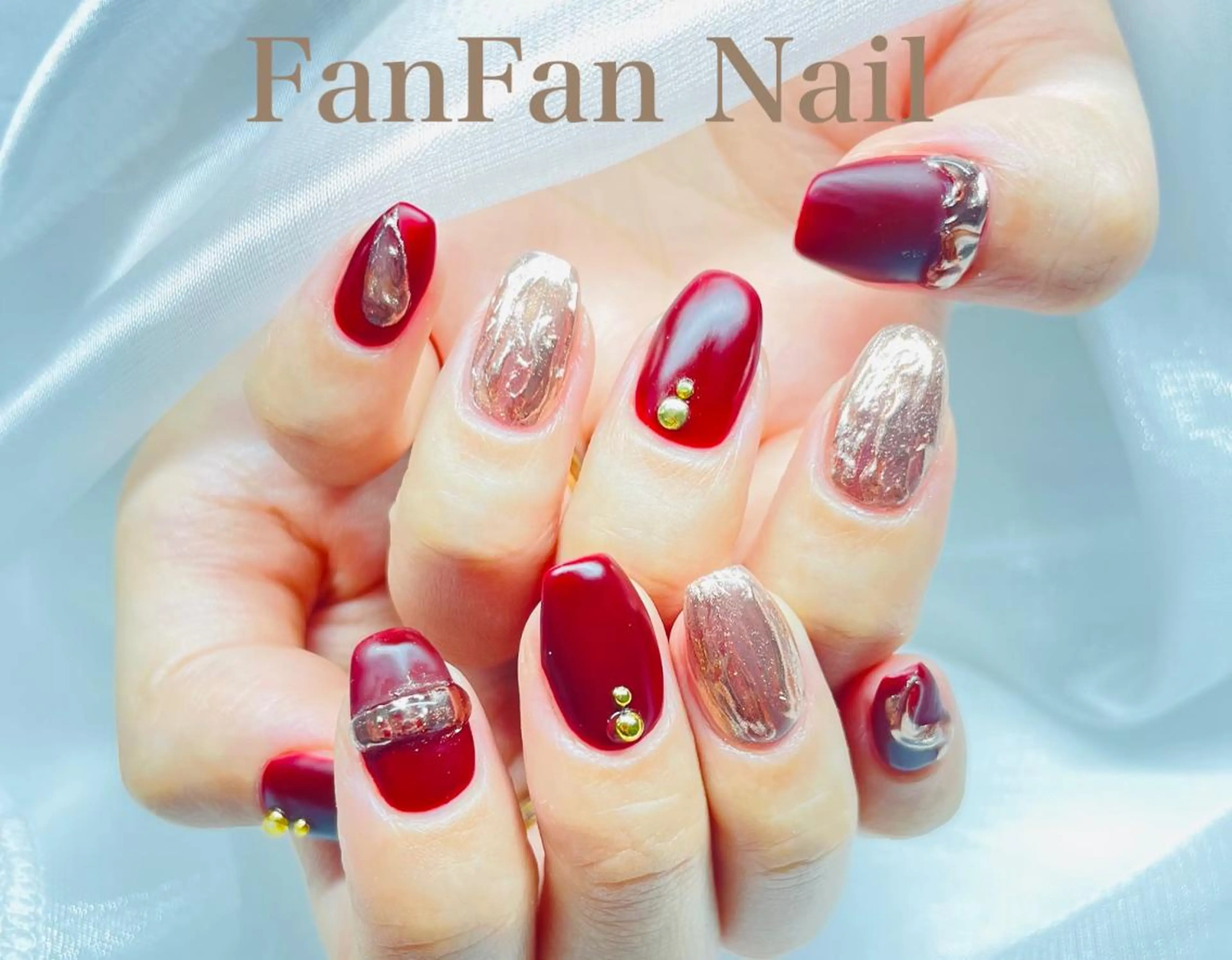 ネイル アートネイル オーロラネイル ガーリー キラキラネイル 韓国ネイル Fanfan  長さ出し専門のネイルデザイン