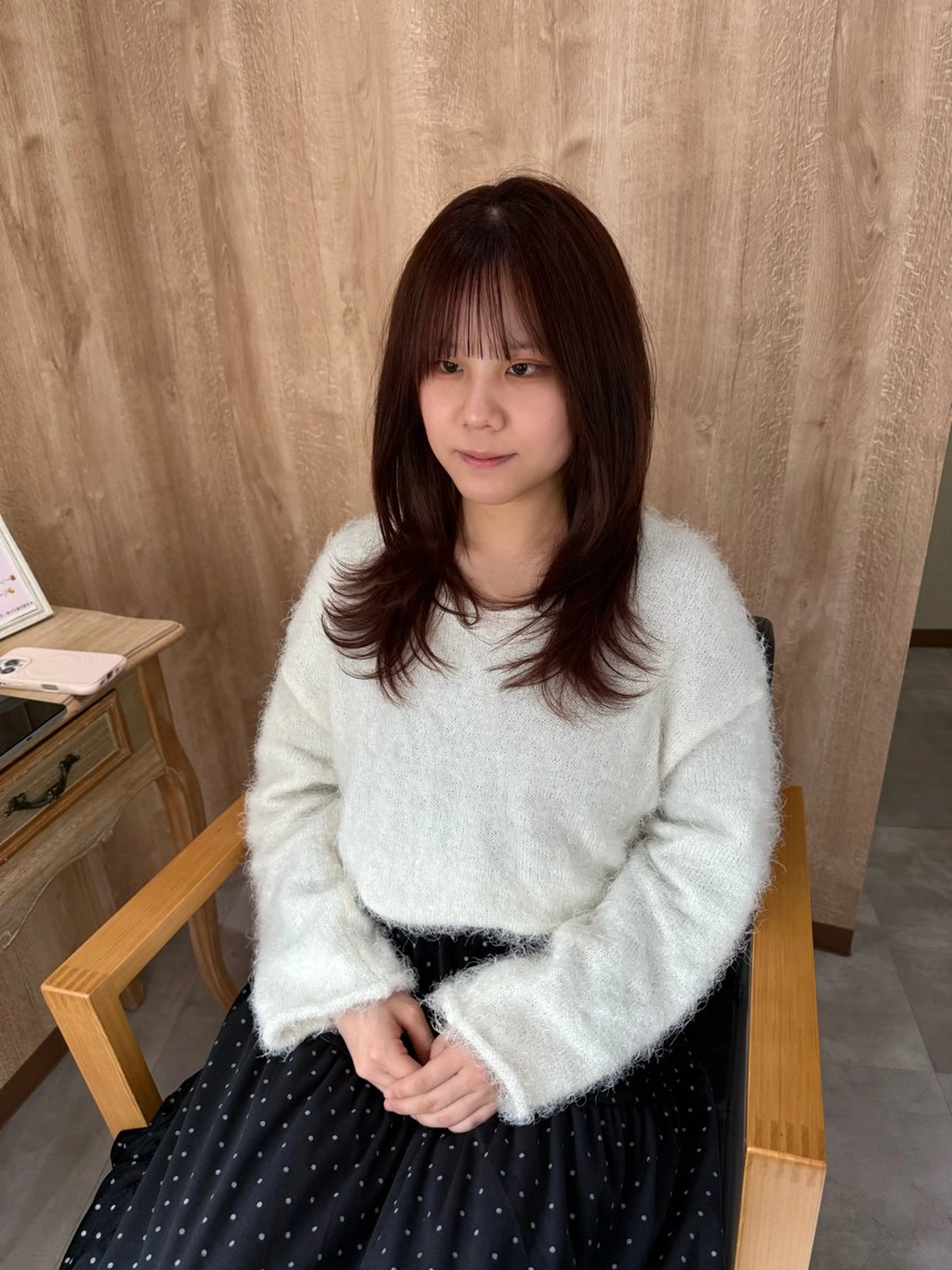 セミロング カラー レイヤーカット カット ヘアカラー トリートメント 髪質改善＊韓国ヘア＊ レイヤー＊IBUKIのヘアスタイル