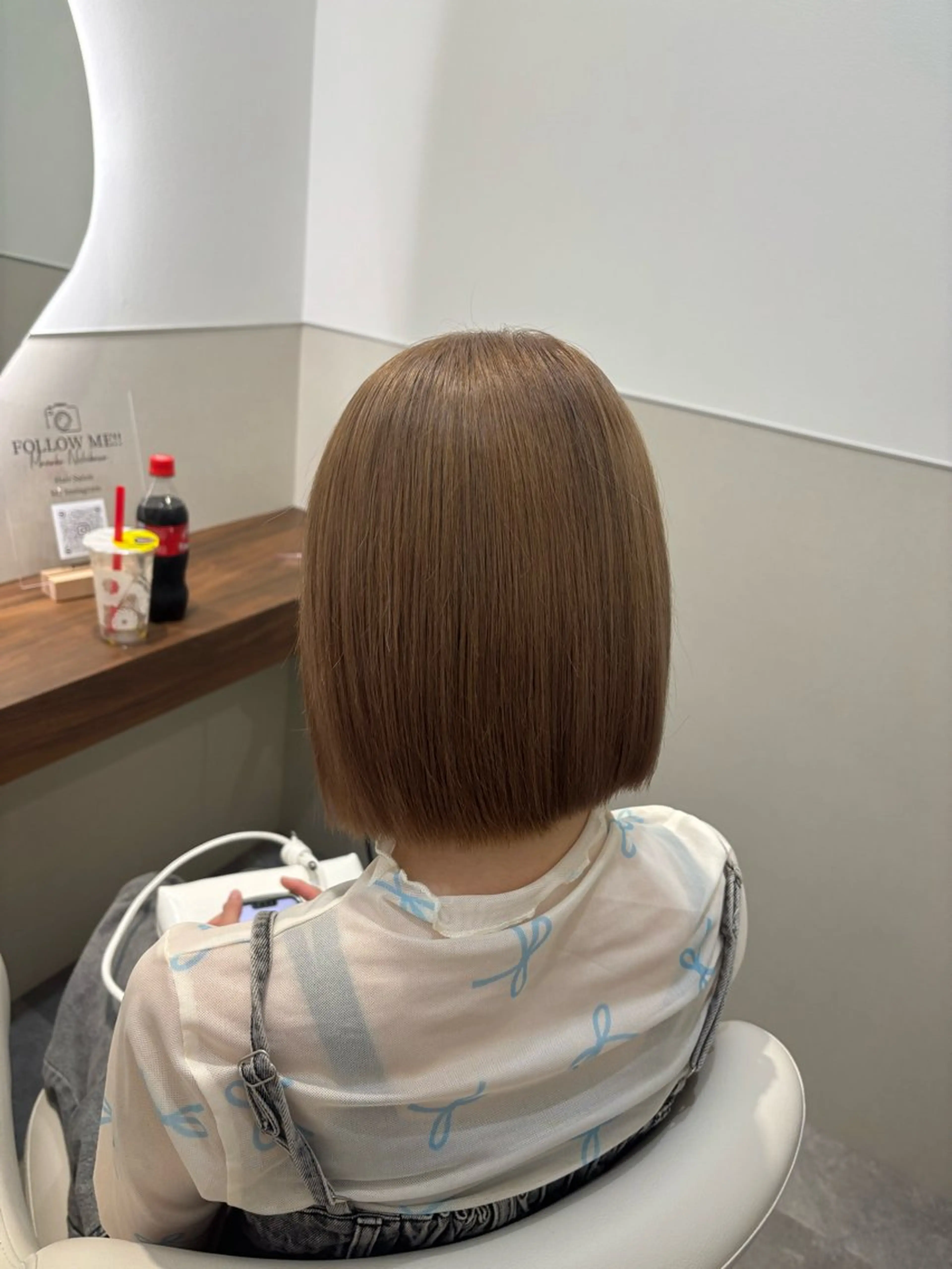 ショート カラー ベージュカラー ミルクティーベージュ ボブ SALOWIN 岡山店所属・ボブ/艶カラー/ manaka 🥣のヘアスタイル