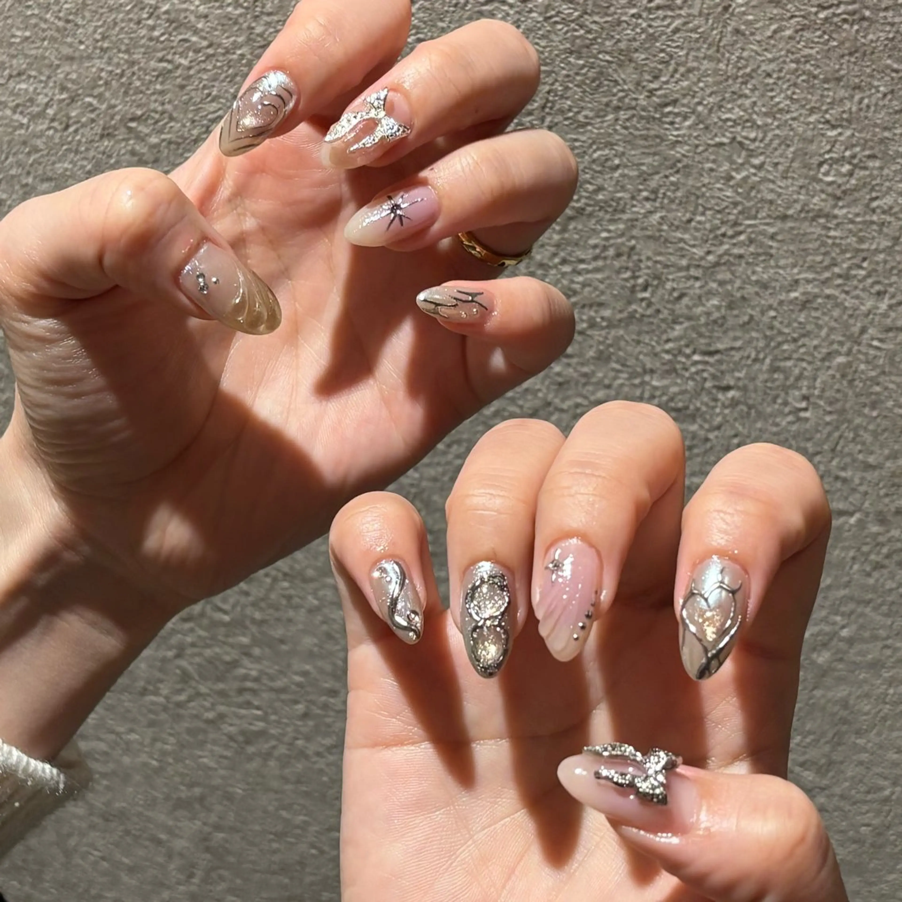 ネイル ジェルネイル マグネットネイル 持ち込み パラジェル シンプルネイル ハンドネイル Huea所属・パラジェル / マグネット/AYAのネイルデザイン