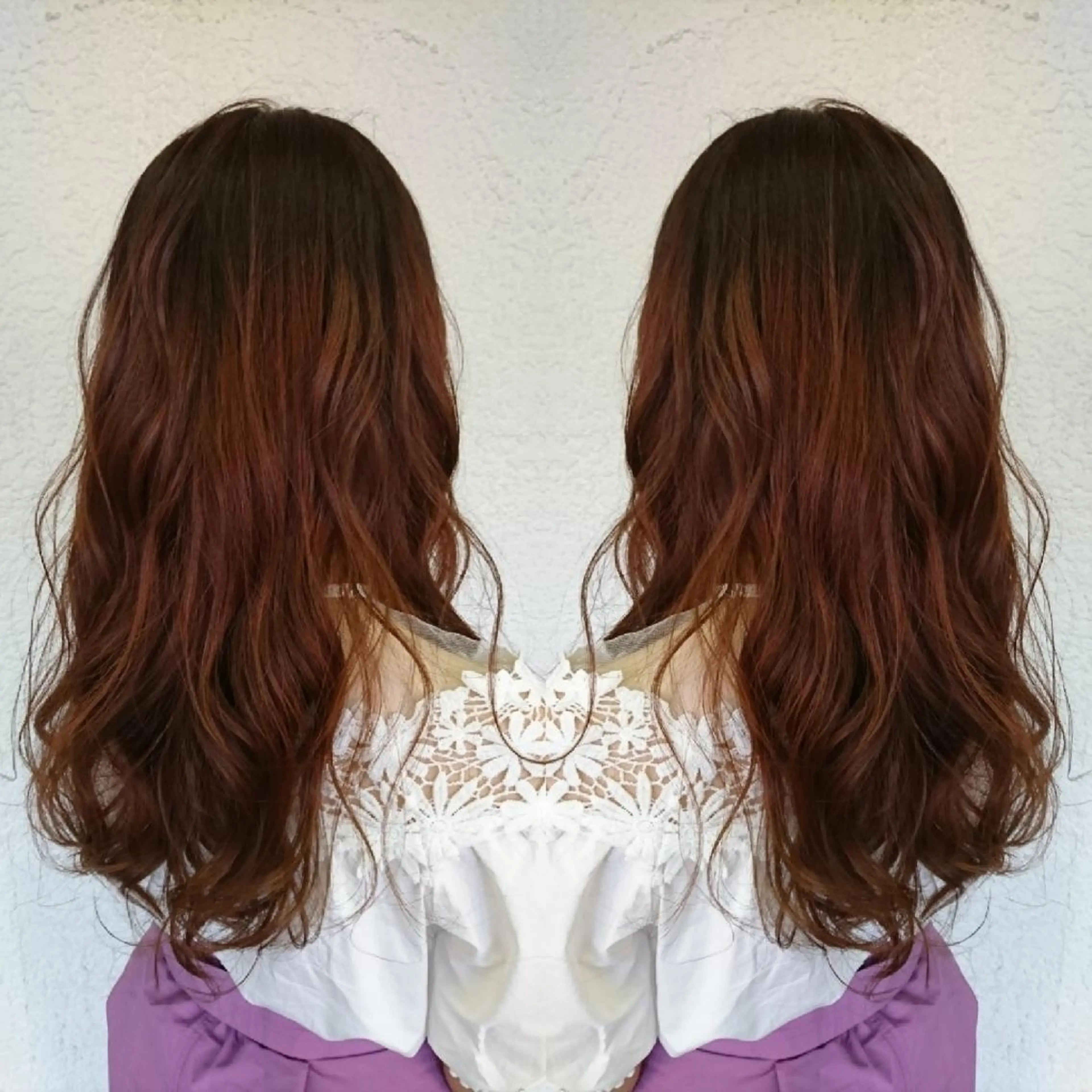 ロング カラー グラデーションカラー レッドカラー ACROあべの店所属・艶カラー/インナー /グラデ/大西小百合のヘアスタイル