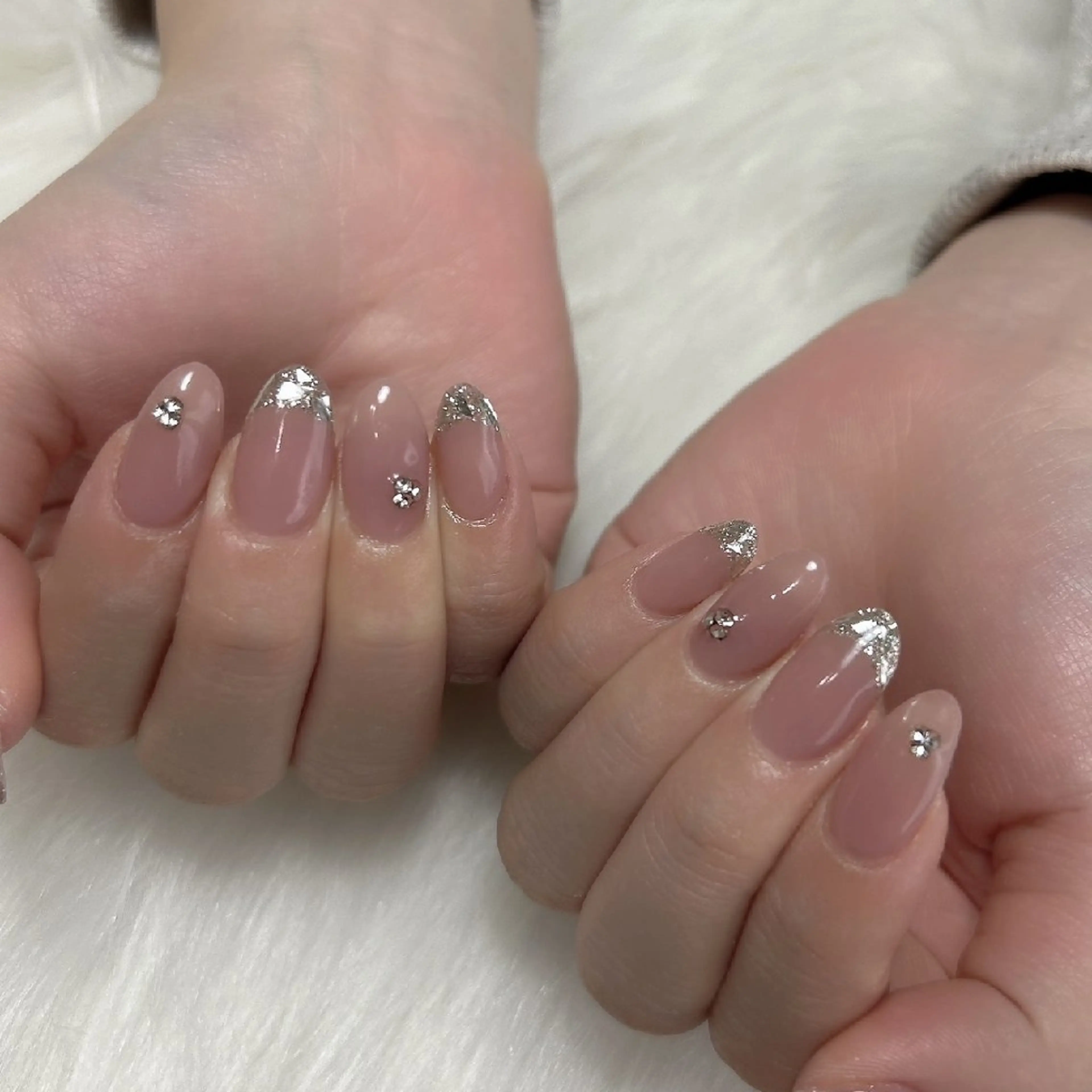 ネイル フレンチネイル ガラスフレンチ ワンホンネイル ハンドネイル Jade nail所属・Jadenail  kokoroのネイルデザイン